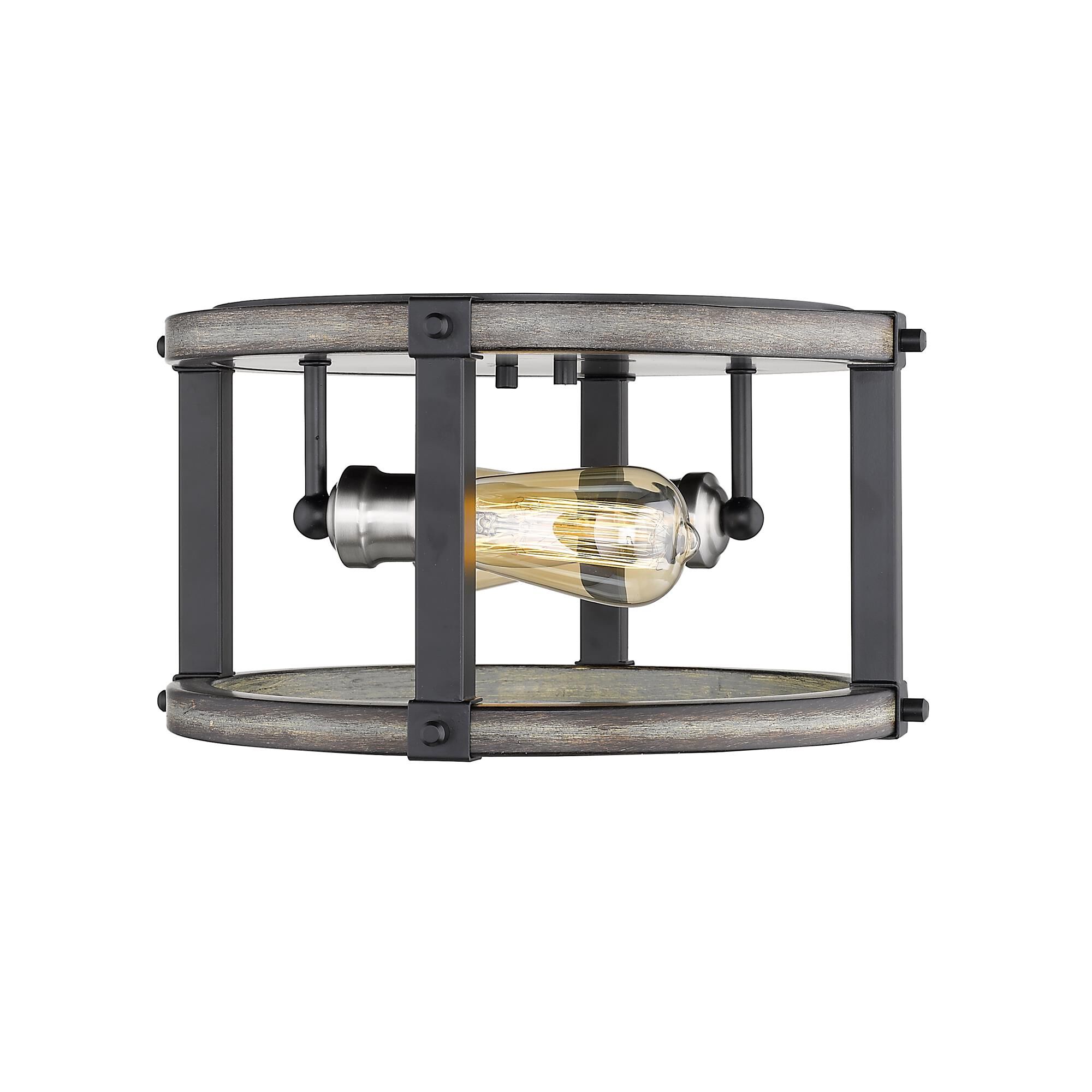 Shown in Ashen Barnboard finish and --- glass and --- shade