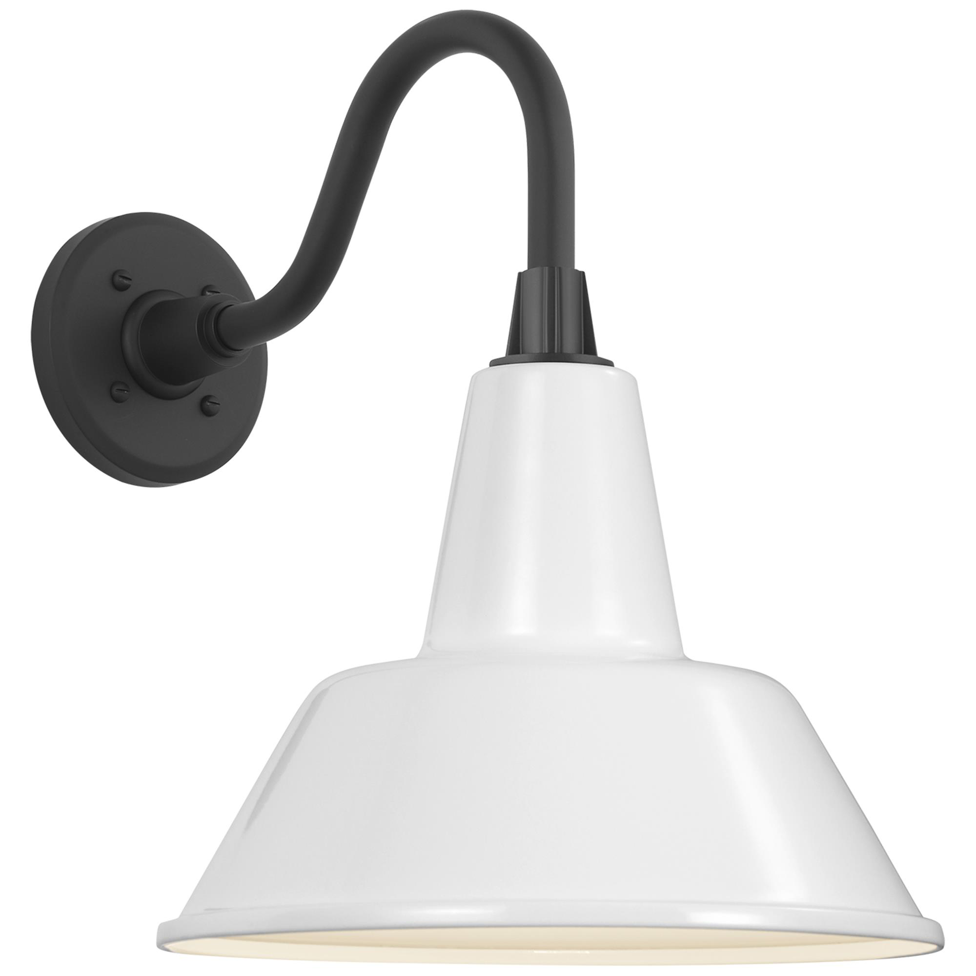 Shown in Matte Black finish and White Bowers shade