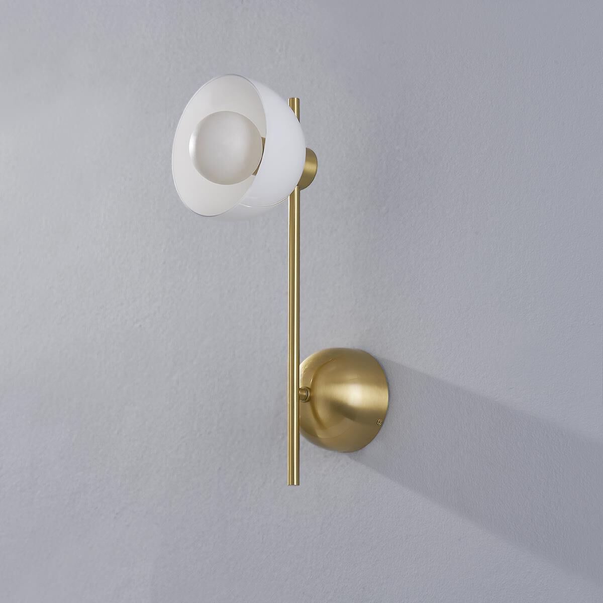 Shown in Aged Brass finish and Opal Glossy glass