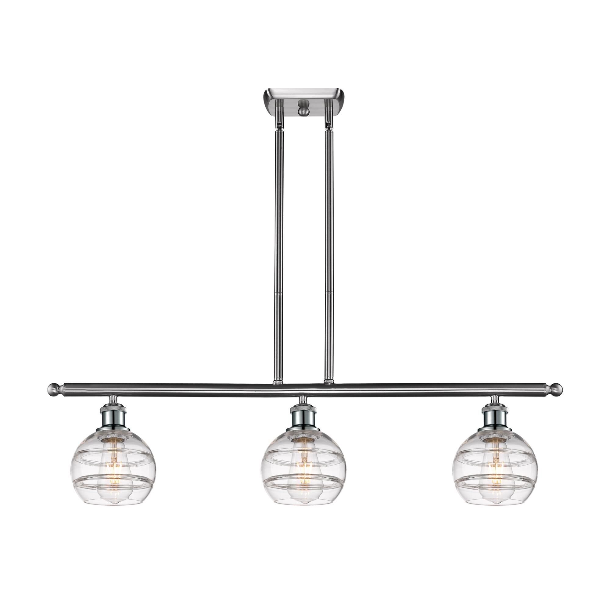 Shown in Brushed Satin Nickel finish and Clear glass