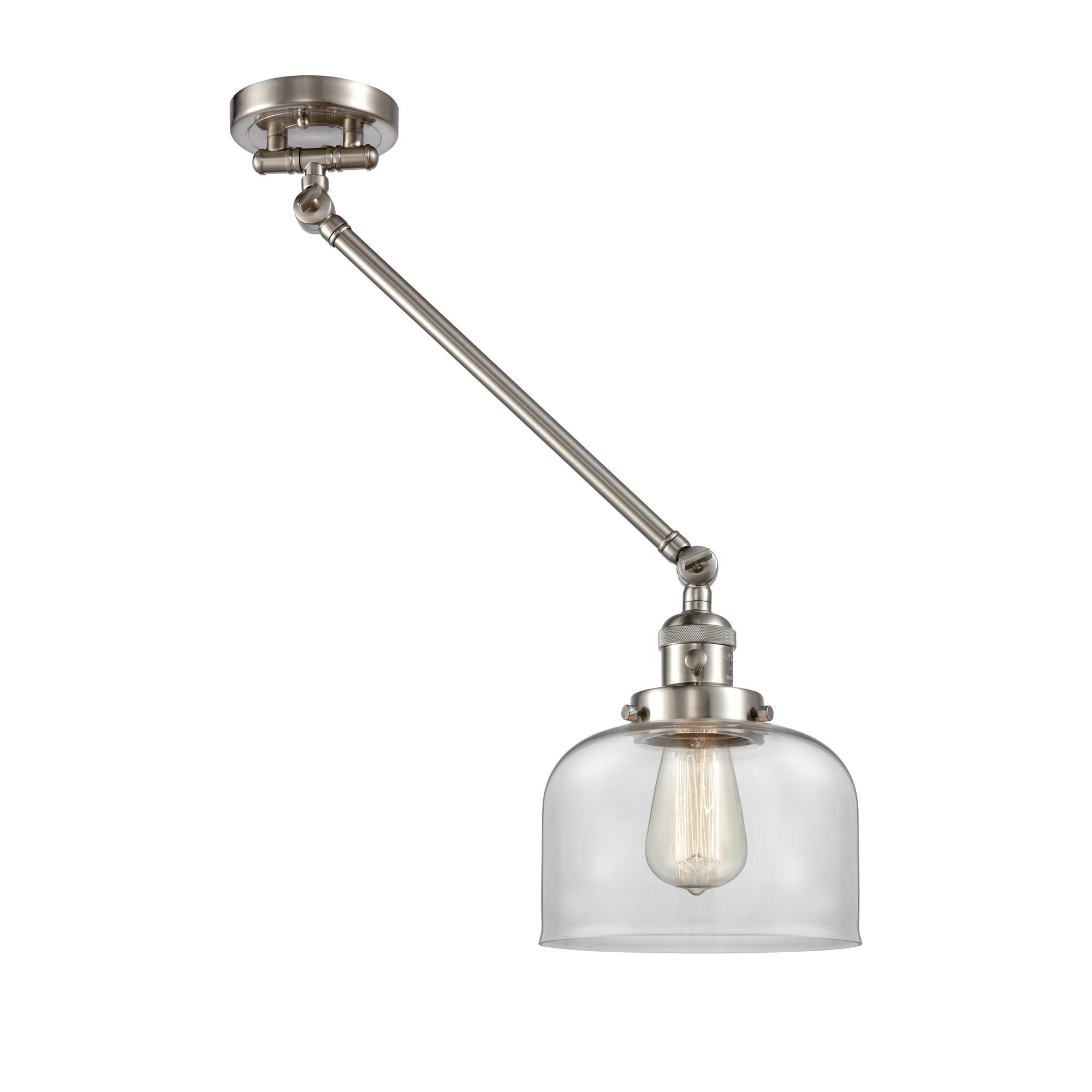Shown in Brushed Satin Nickel finish and Clear glass