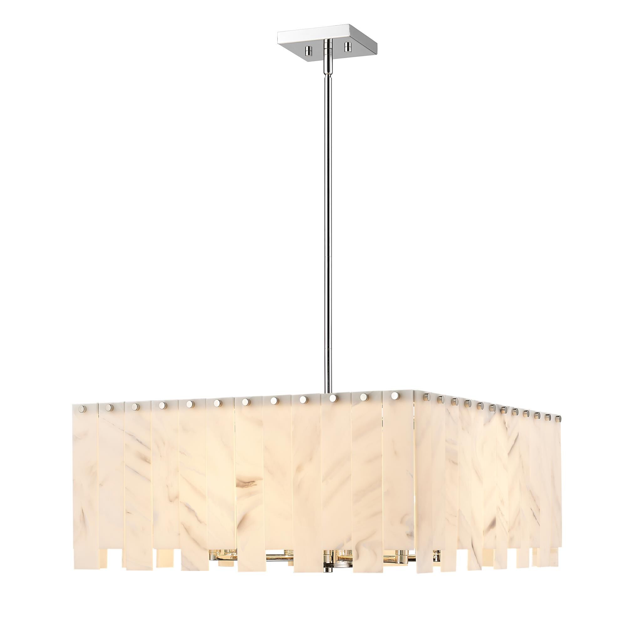 Shown in Polished Nickel finish and Alabaster Resin shade