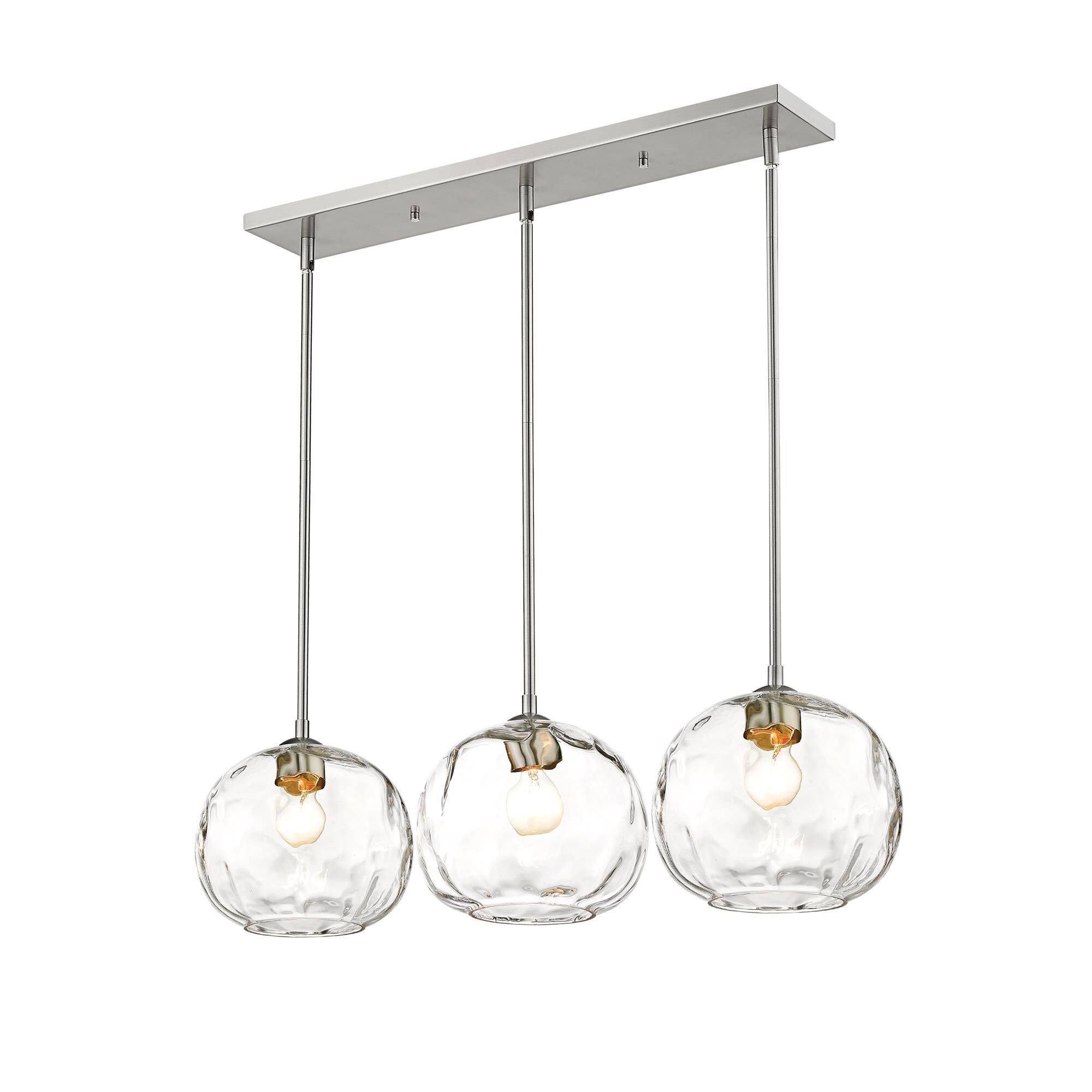 Shown in Brushed Nickel finish and Glass shade