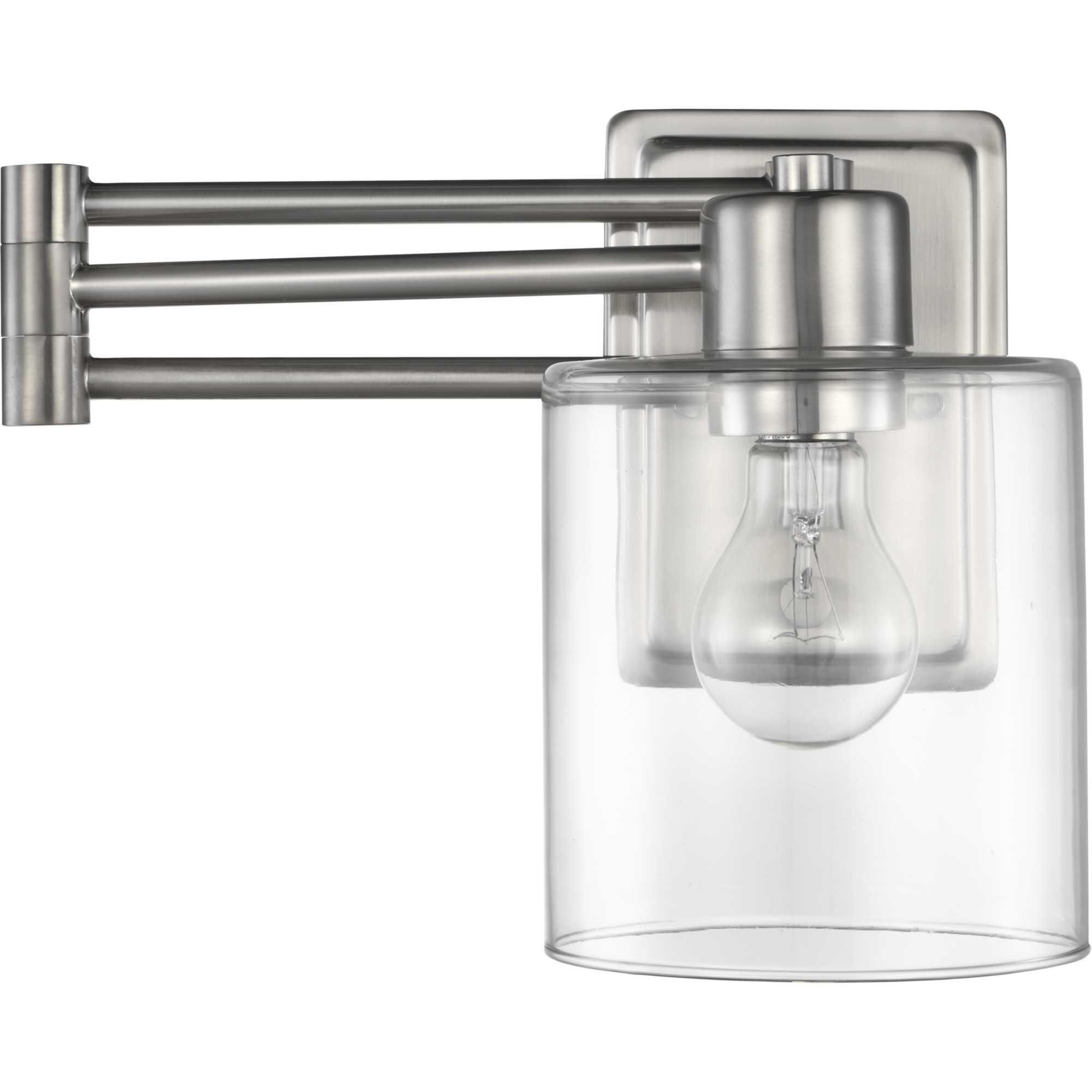 Shown in Brushed Nickel finish and Clear glass