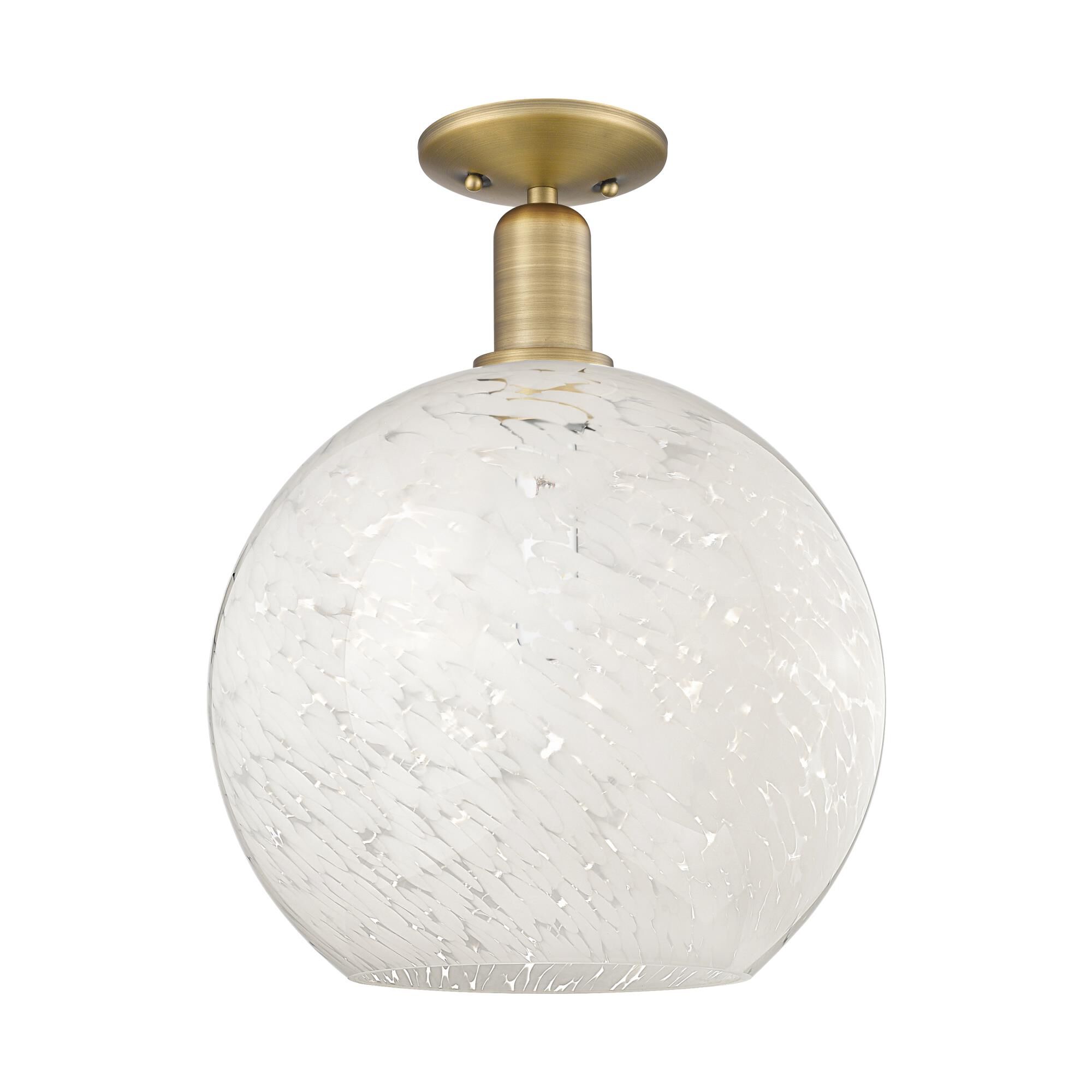 Shown in Brushed Brass finish and White Mouchette glass