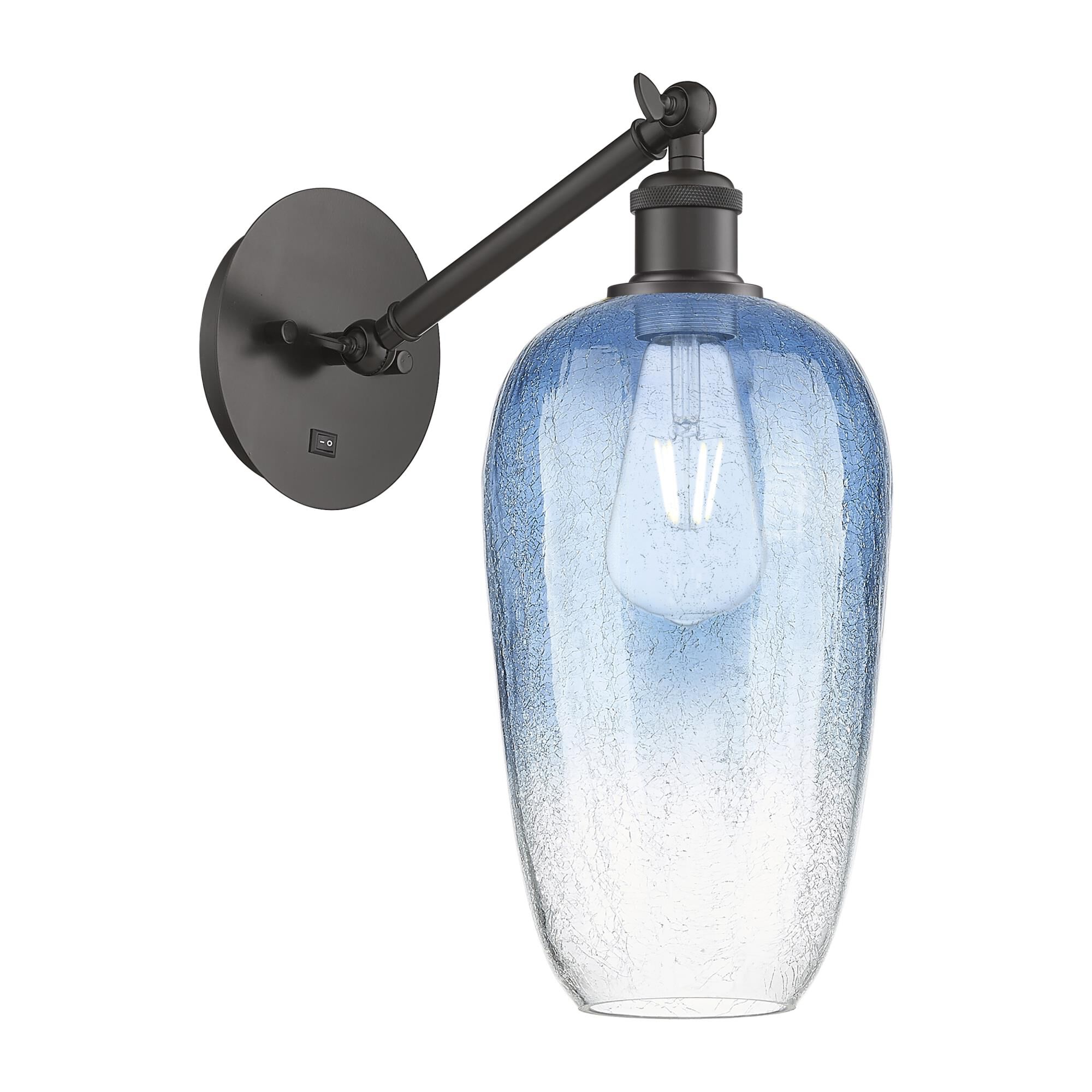 Shown in Oil Rubbed Bronze finish and Sapphire Blue glass