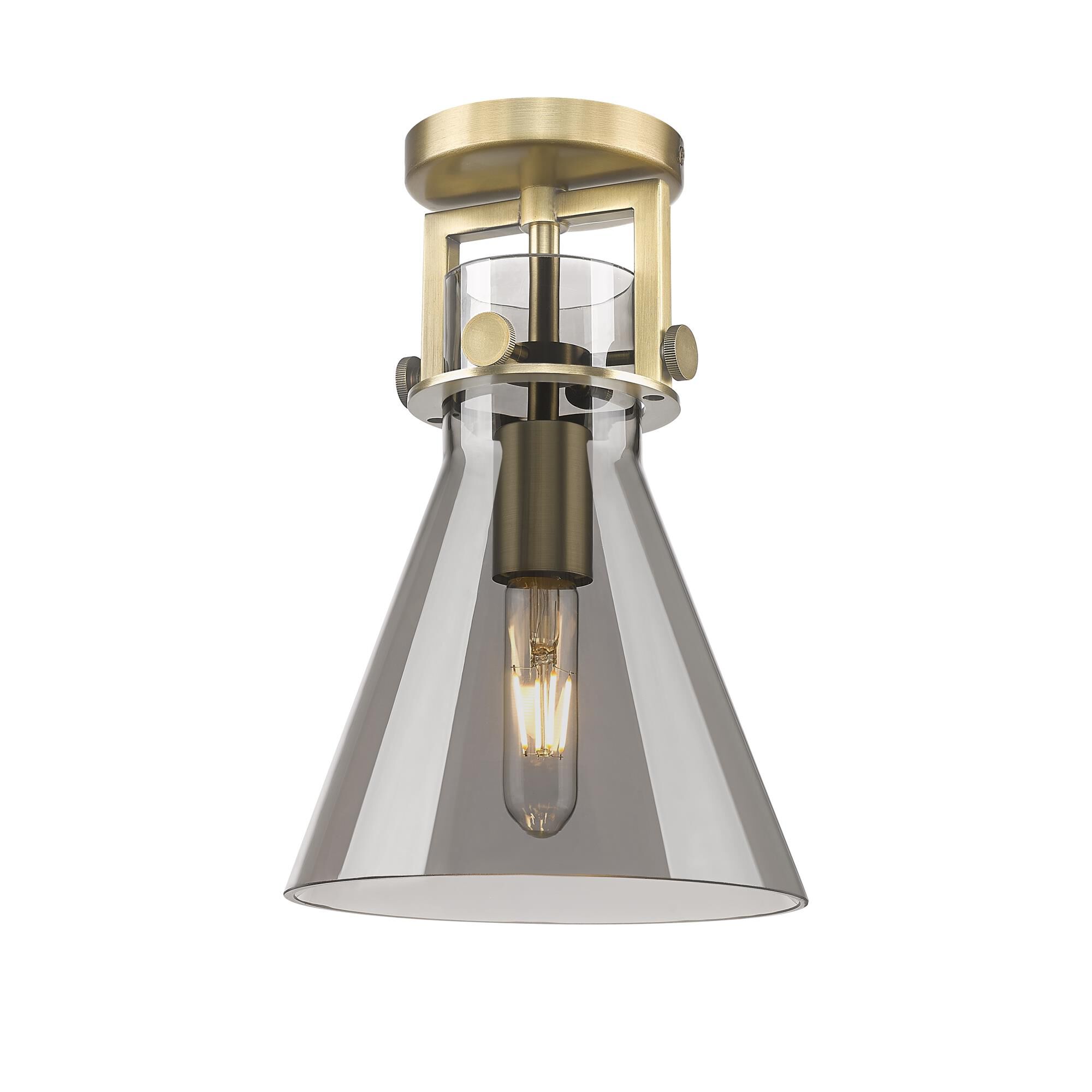 Shown in Brushed Brass finish and Plated Smoke glass
