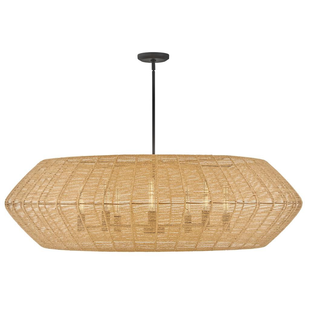 Shown in Black With Camel Rattan Shade finish and Camel shade