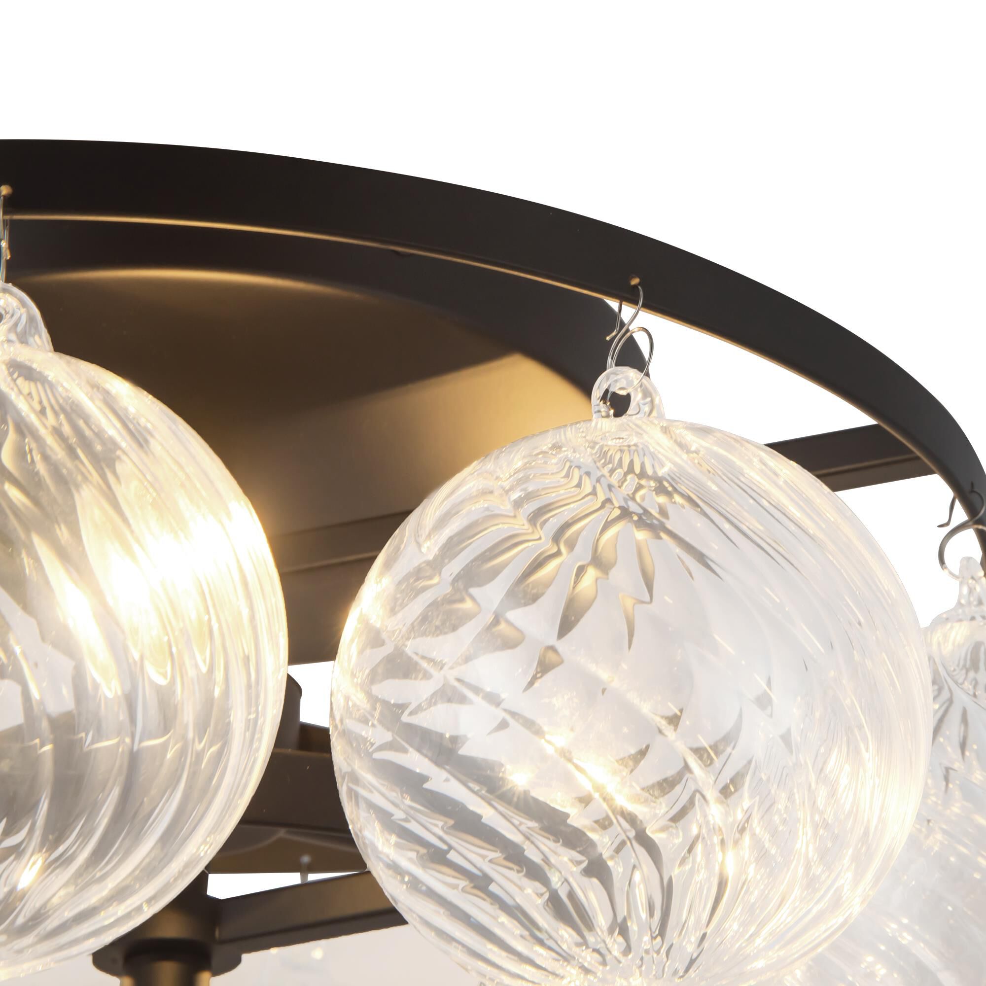 Shown in Matte Black finish and Clear Ribbed glass