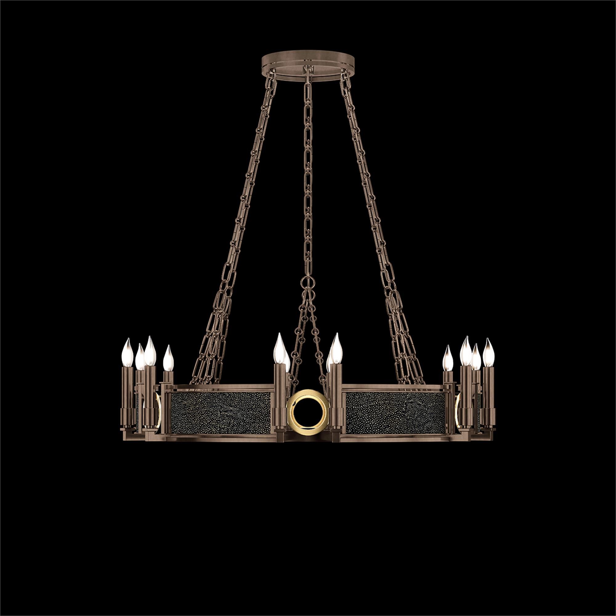 Shown in Bronze and Brass  finish and Black Knight accent