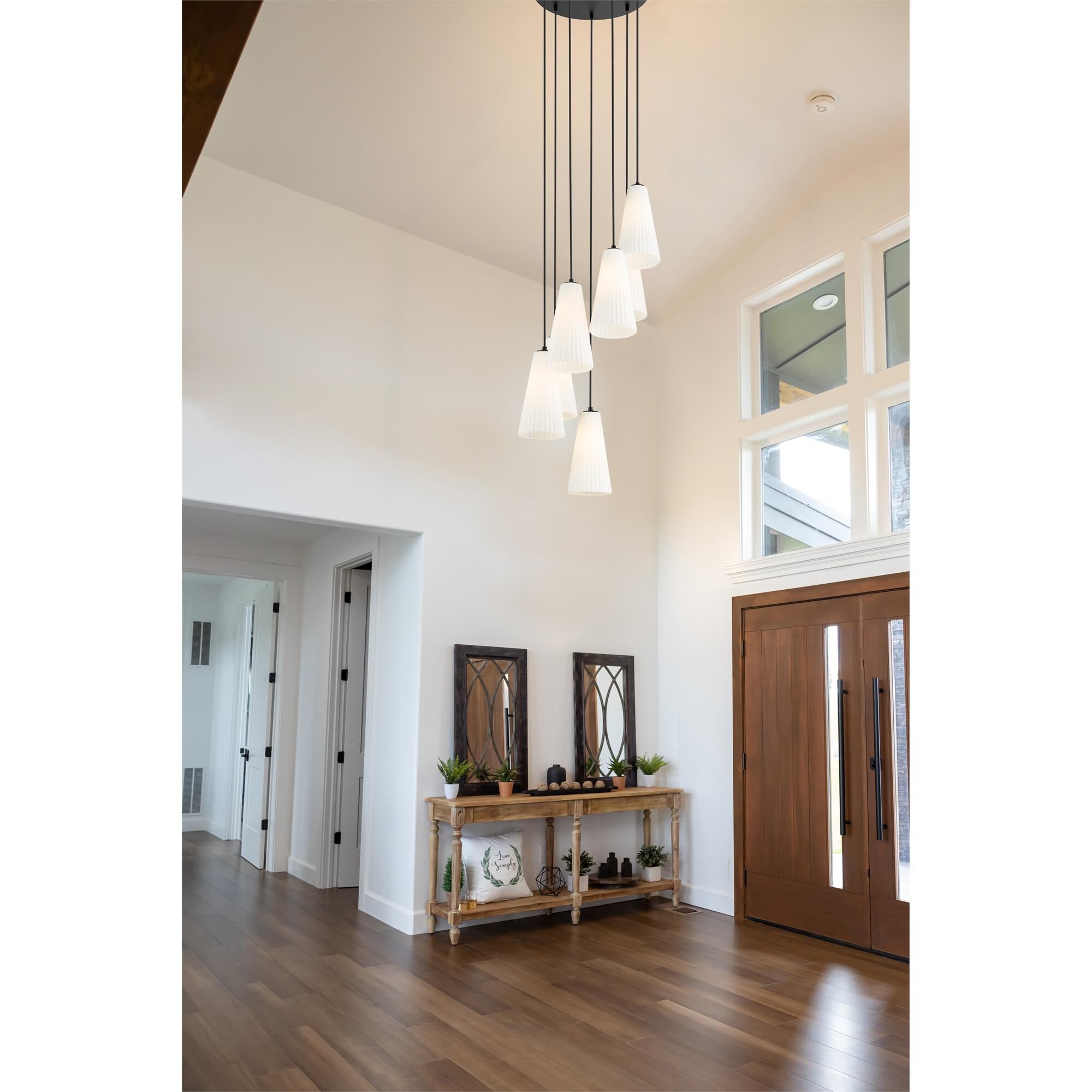 Shown in Matte Black finish and White glass and White shade