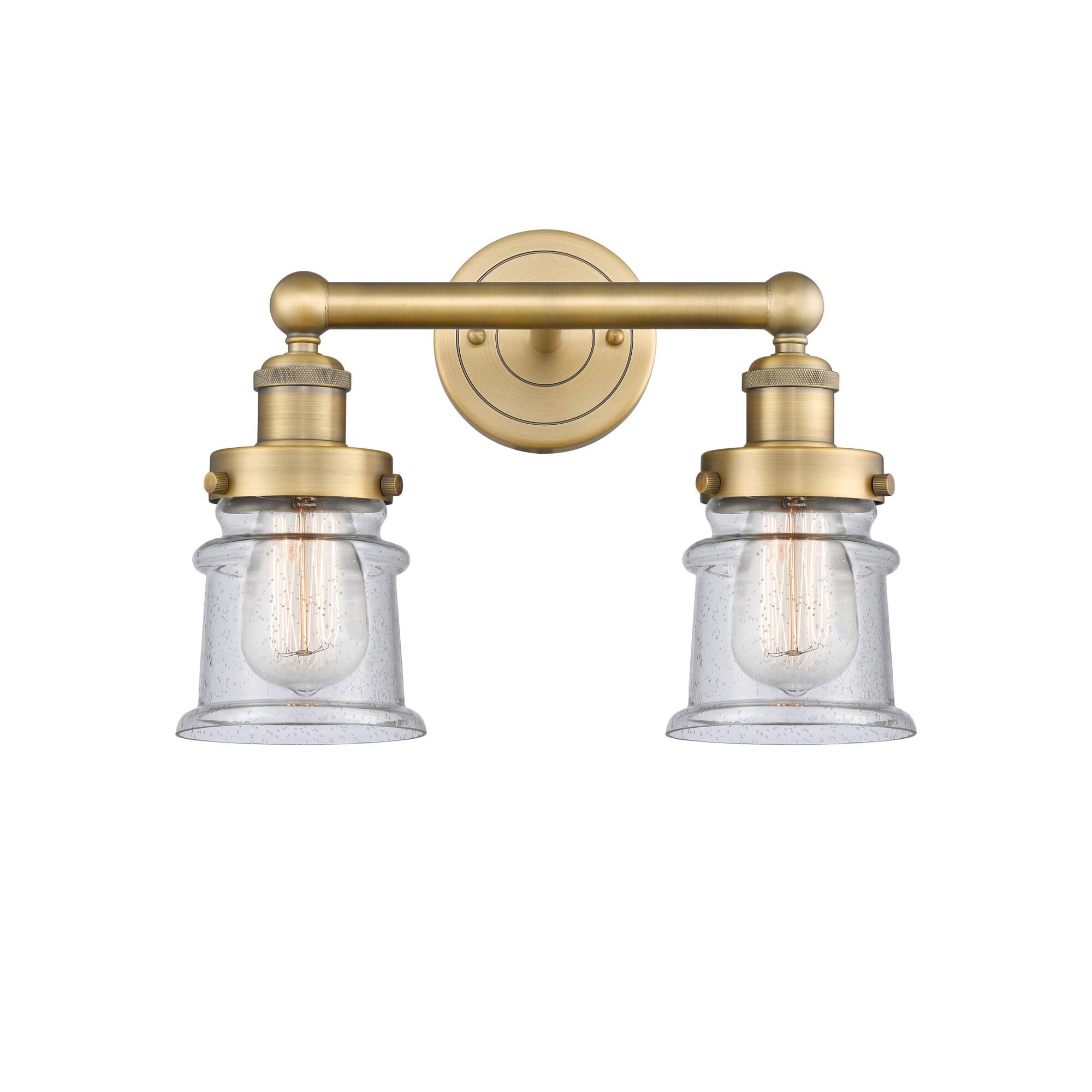 Shown in Brushed Brass finish and Seedy glass