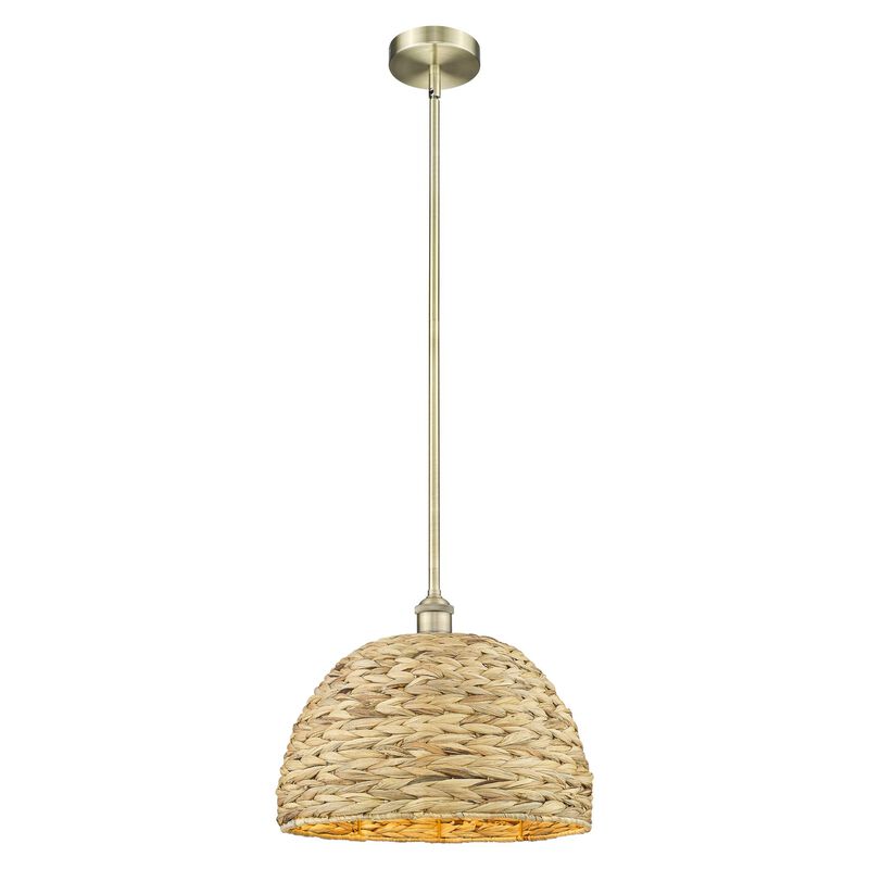 Bruno Marashlian Woven Rattan 16 Inch Large Pendant by Innovations Lighting