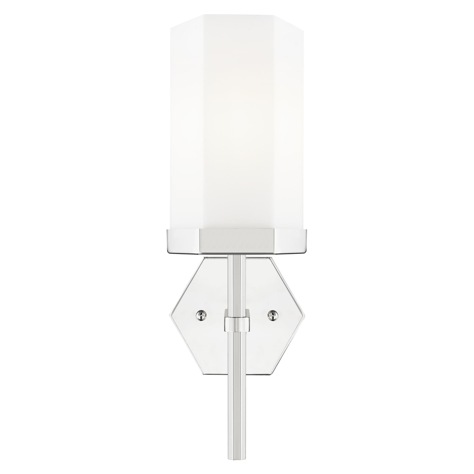 Shown in Polished Nickel finish and Matte White glass