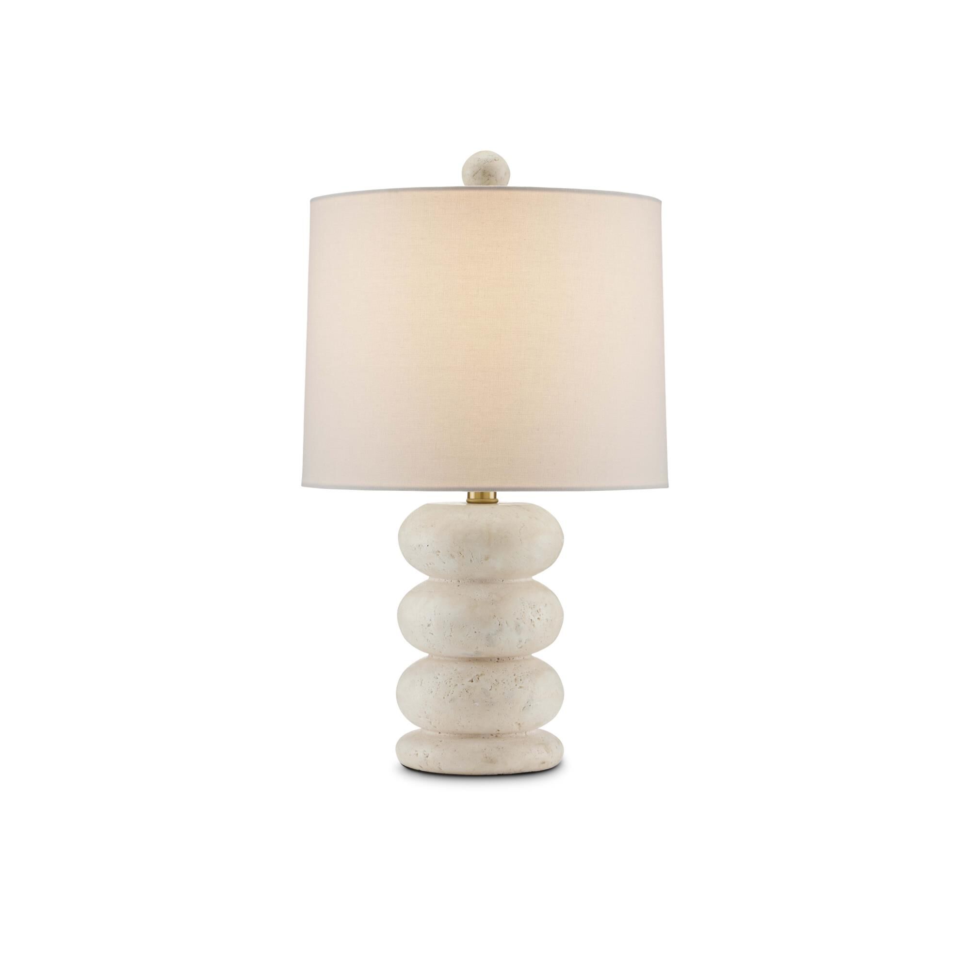 Shown in Beige, Antique Brass finish and Bone Linen shade