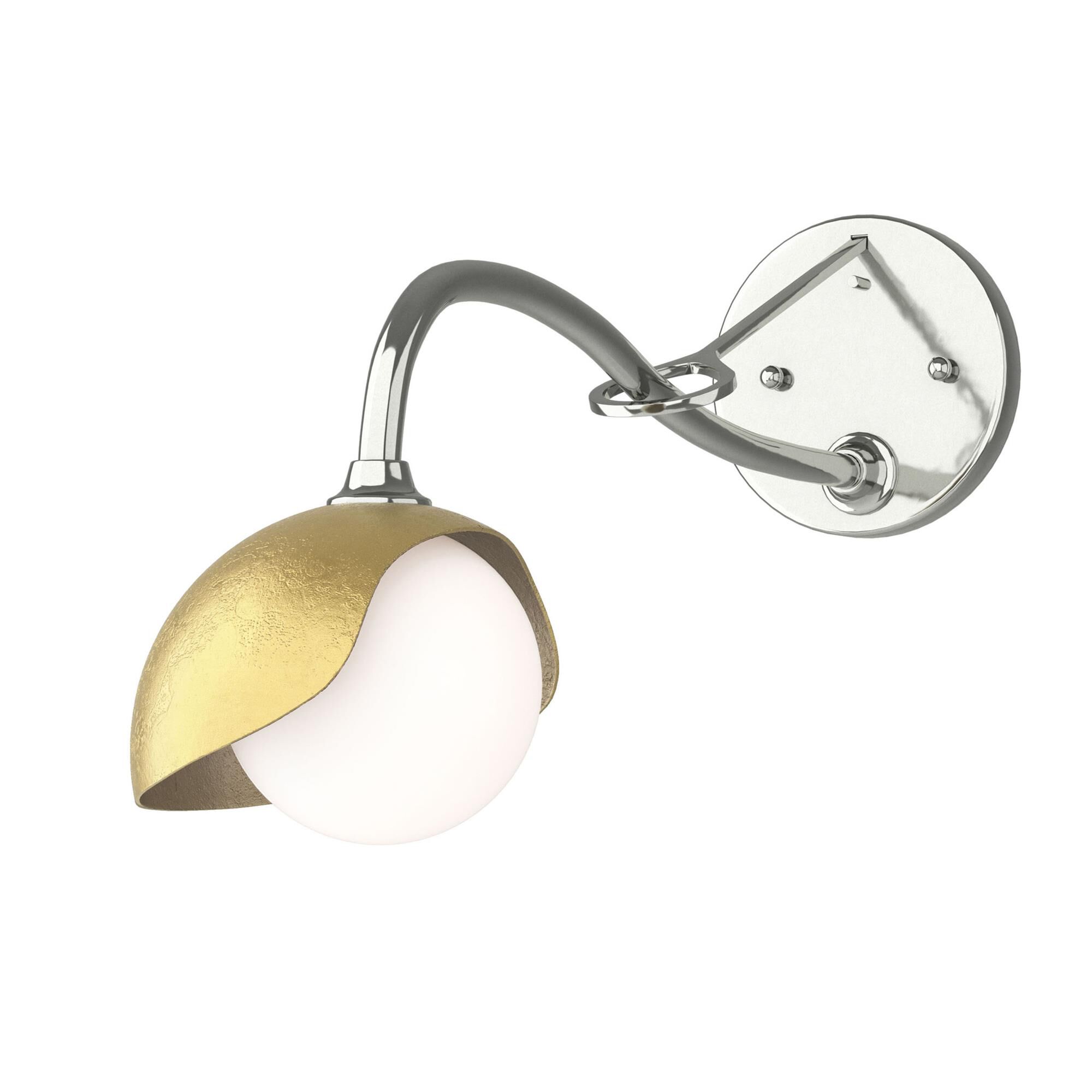 Shown in Sterling finish and Opal glass and Modern Brass (86) accent