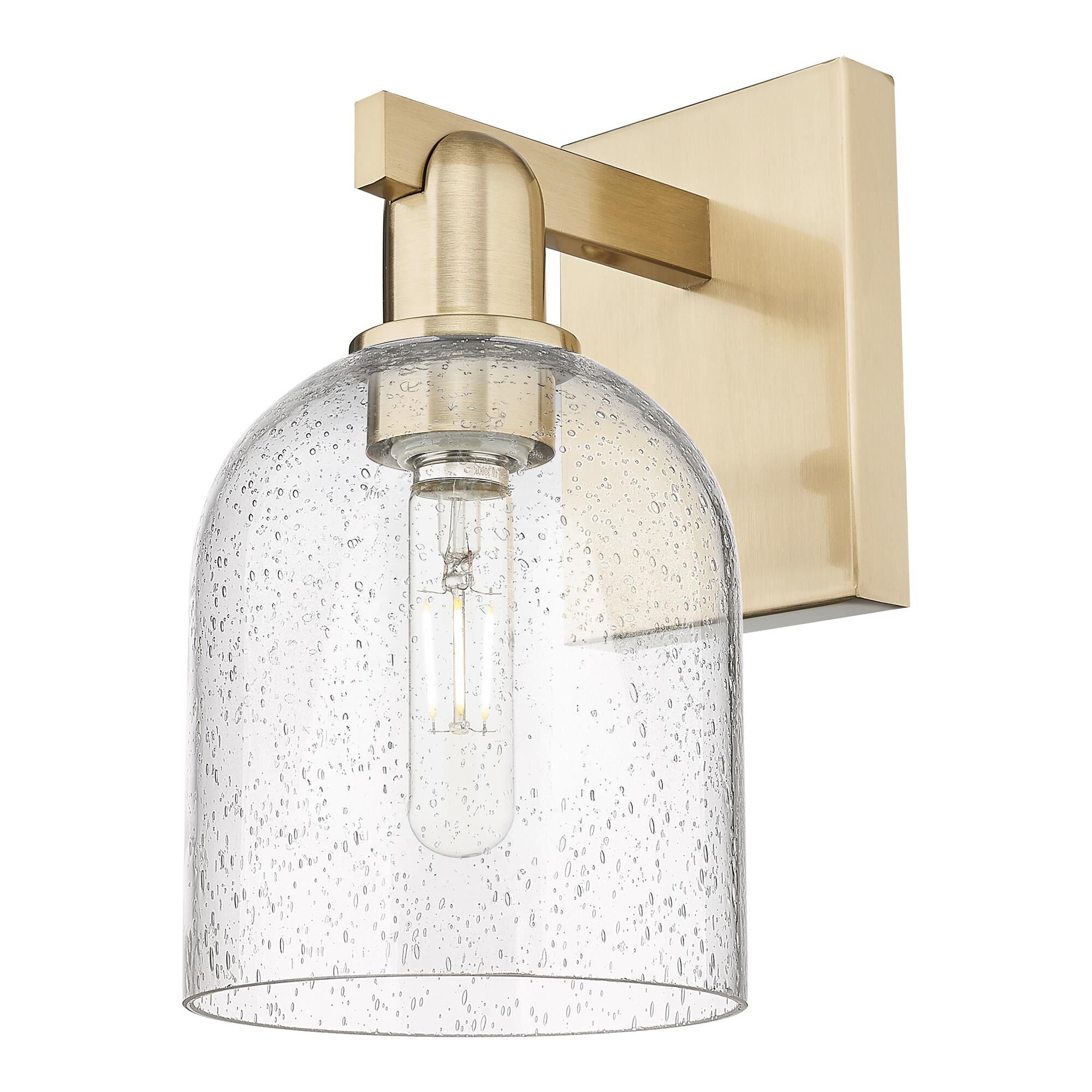 Shown in Champagne Bronze finish and Seedy glass