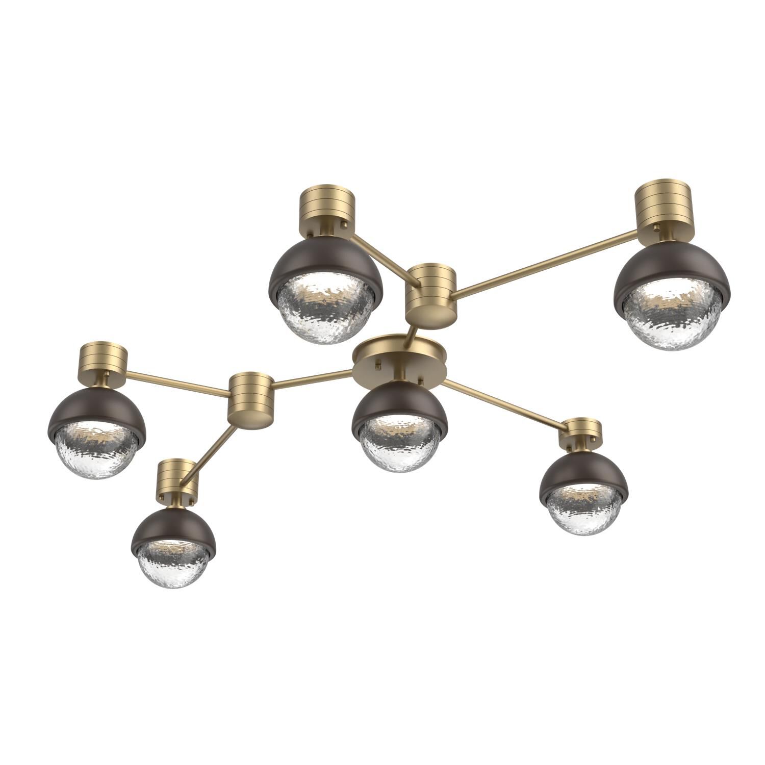 Shown in Gilded Brass finish and Clear glass and Flat Bronze accent