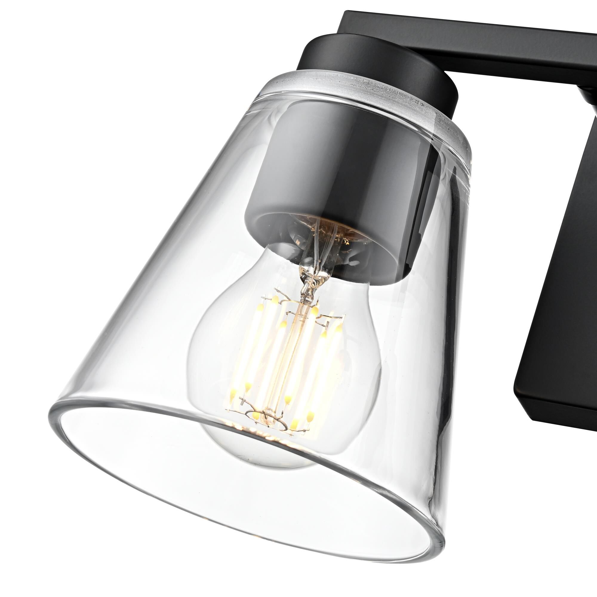 Shown in Matte Black finish and Clear glass