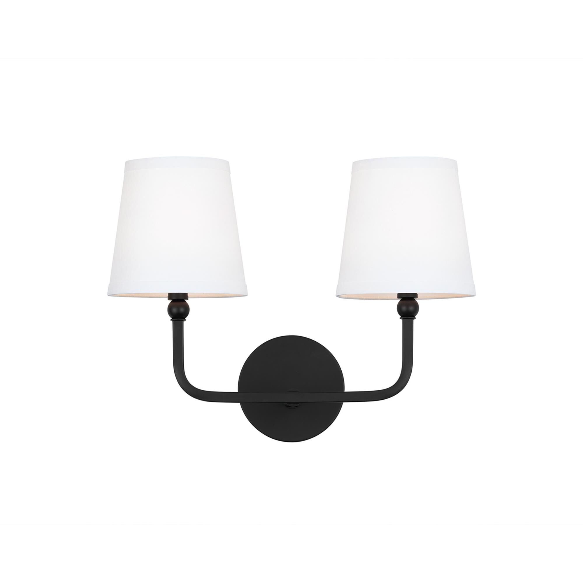 Shown in Matte Black finish and 674 glass and White Fabric Stay-Straight s shade