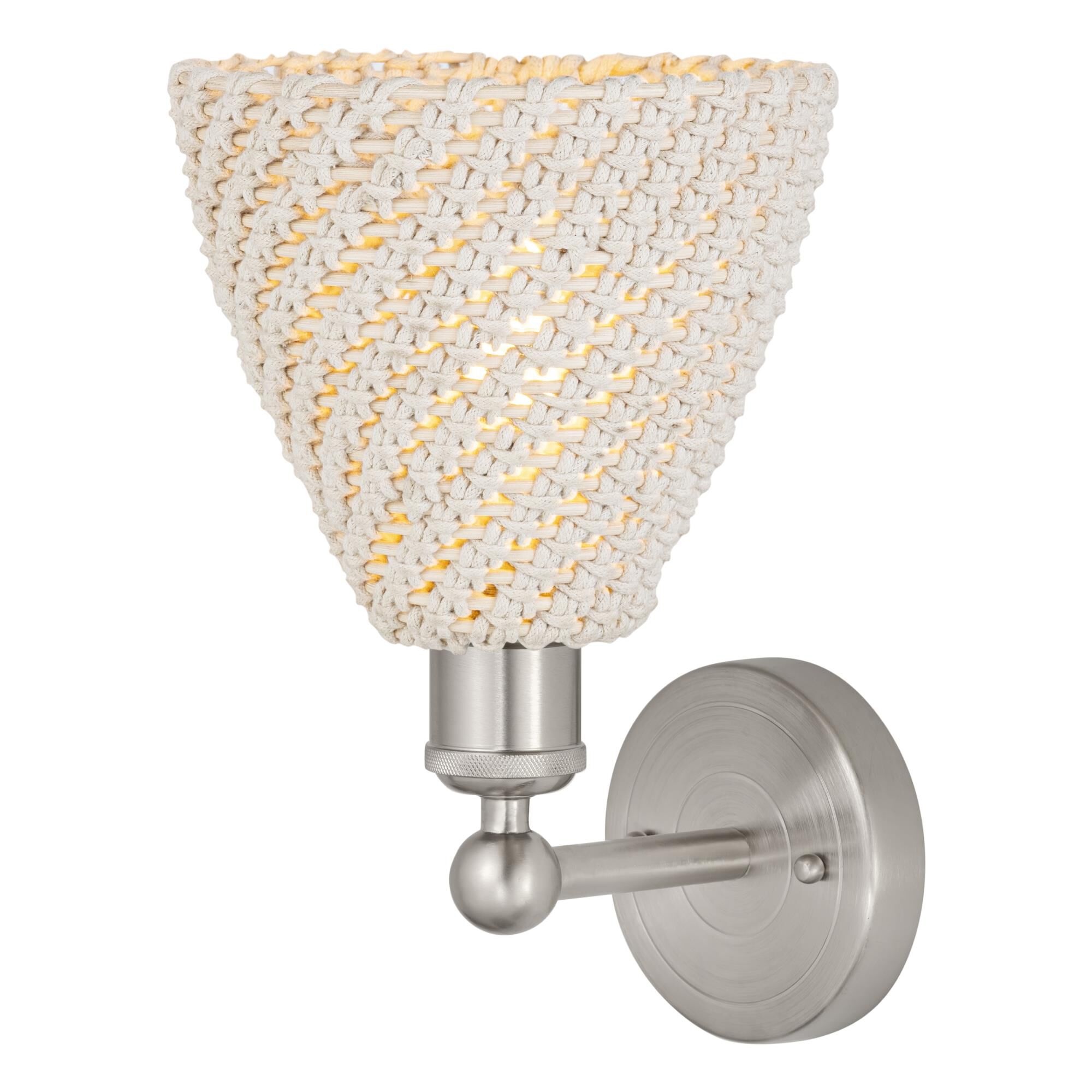 Shown in Brushed Satin Nickel finish and Natural shade