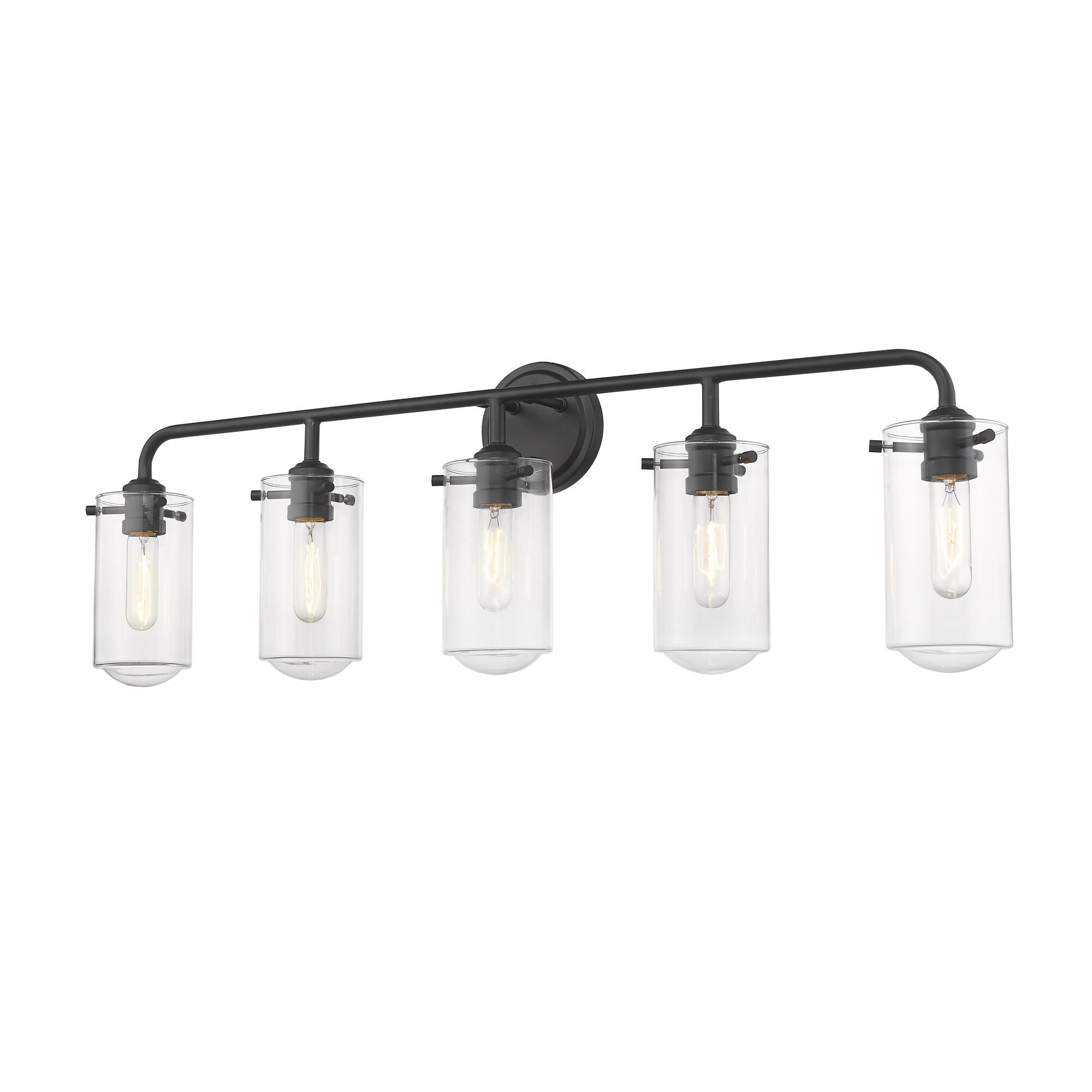 Shown in Matte Black finish and Glass shade