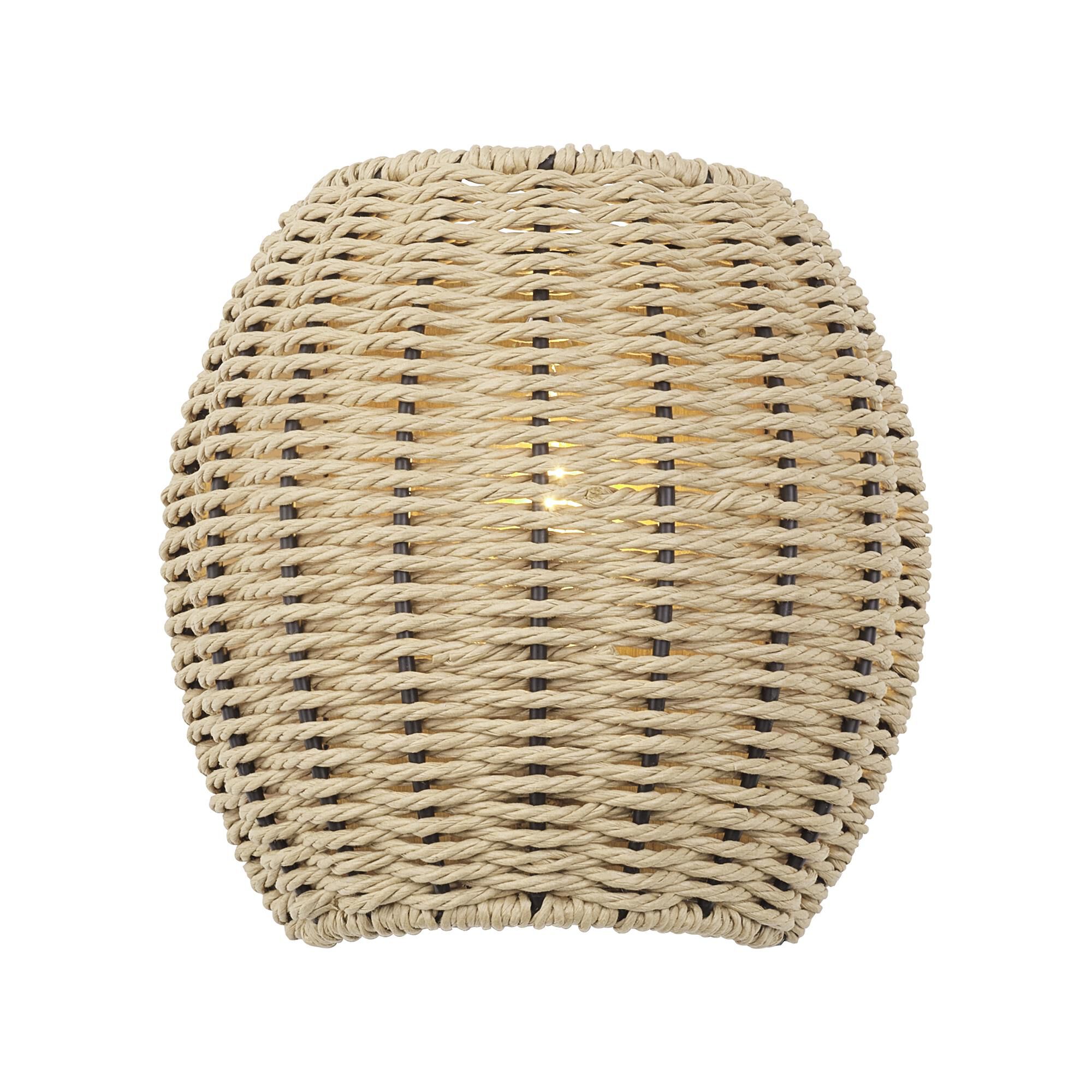 Shown in Antique Gold Leaf finish and Hand-Woven French Beige Paper Rope shade