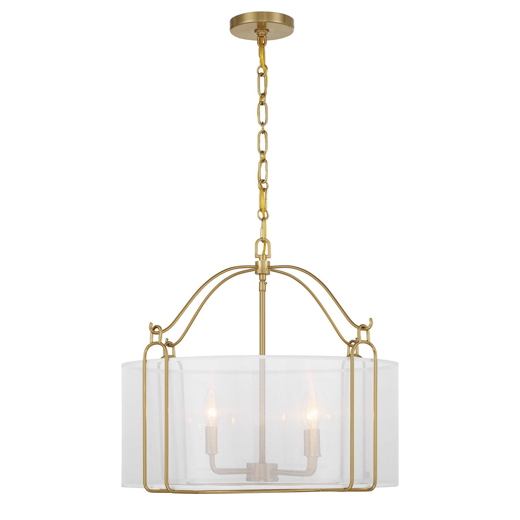 Shown in Warm Brass finish and Organza shade