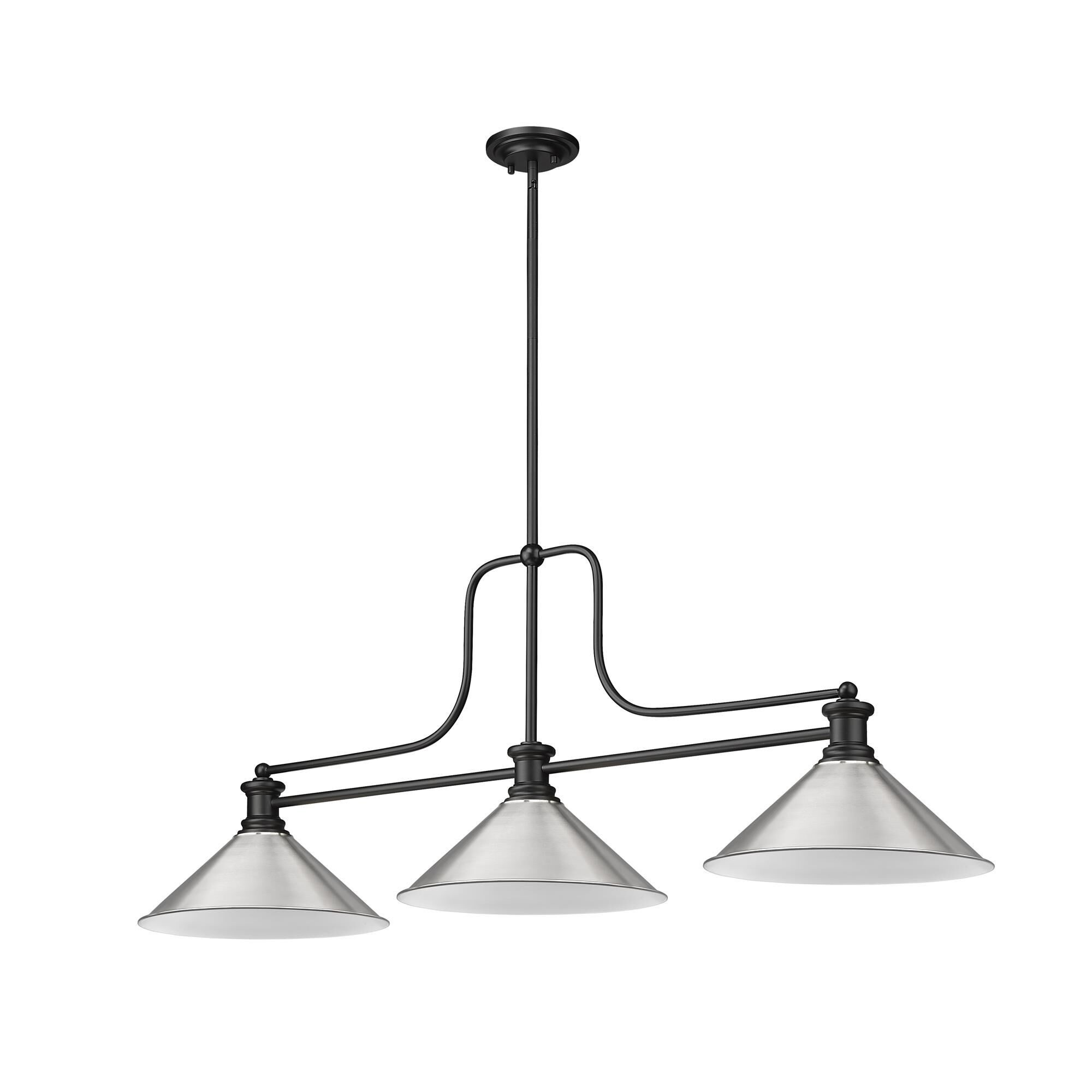Shown in Matte Black finish and Brushed Nickel shade