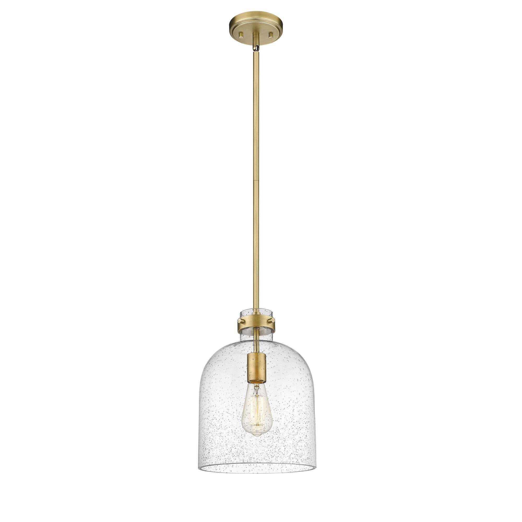 Shown in Rubbed Brass finish and Glass shade