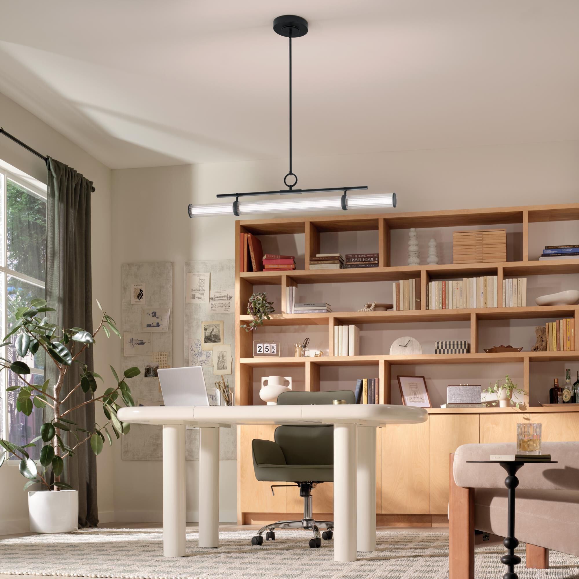 Shown in Black finish and Clear Fluted glass