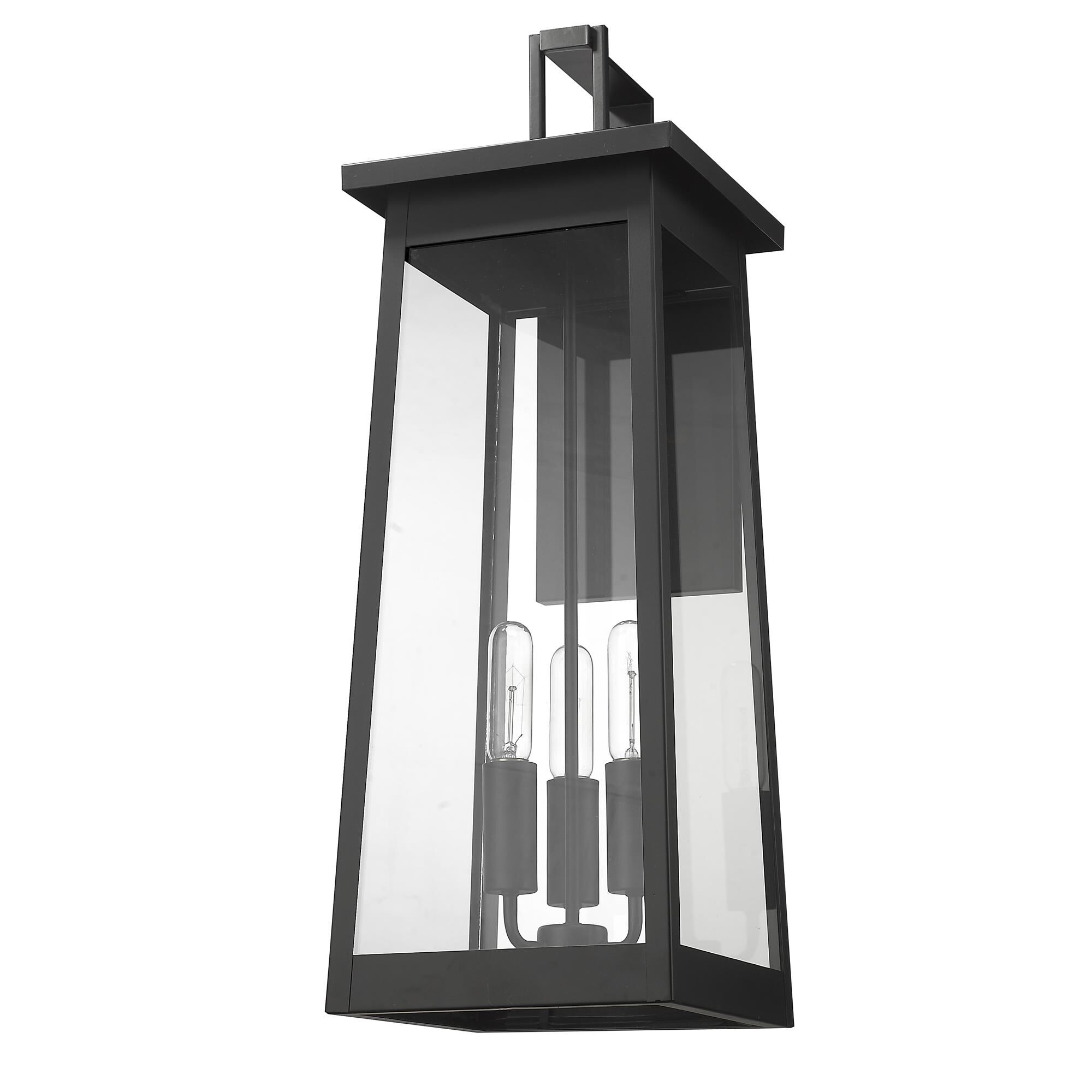 Shown in Matte Black finish and Clear glass and Clear Glass Panels shade