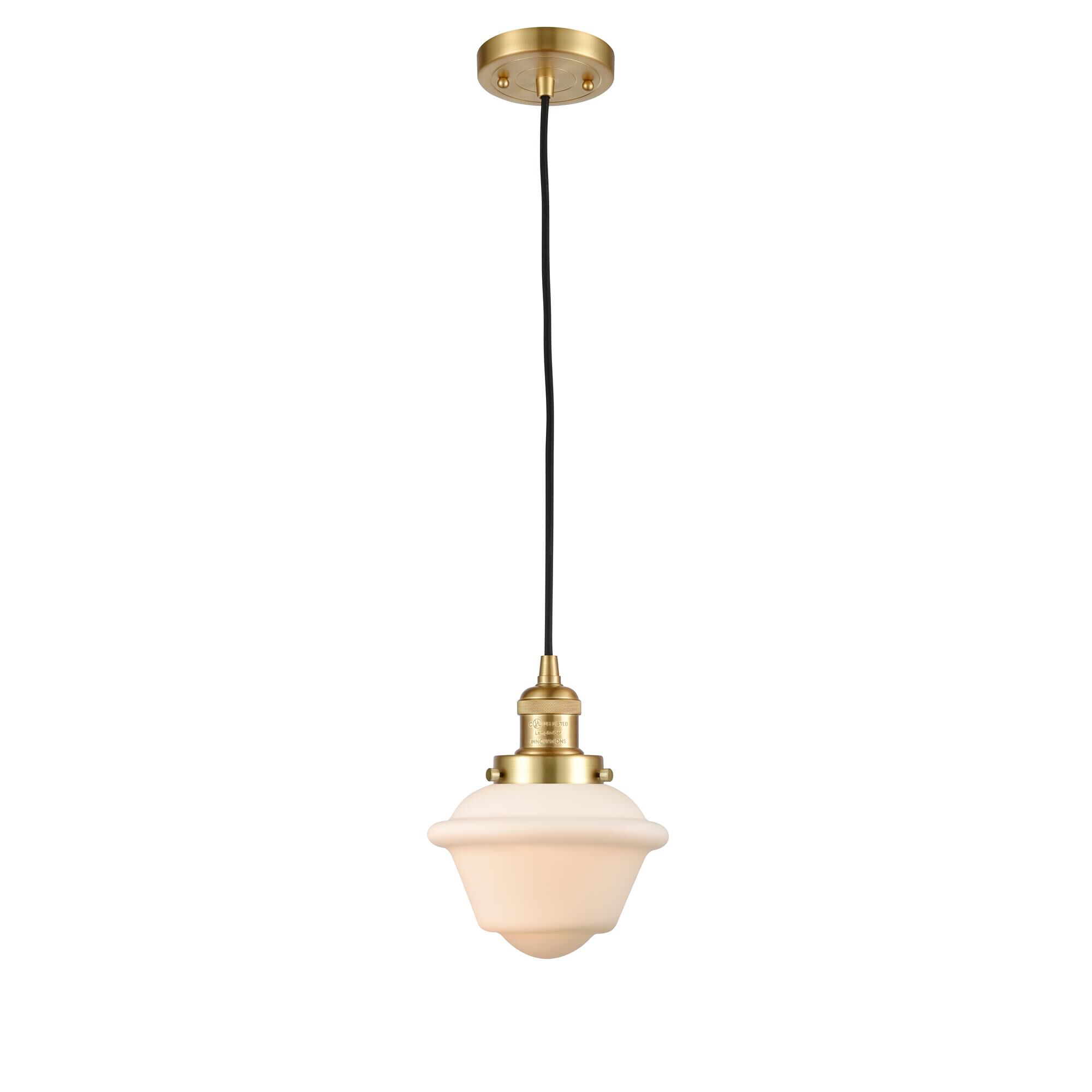 Shown in Satin Gold finish and Matte White Cased Small Oxford glass