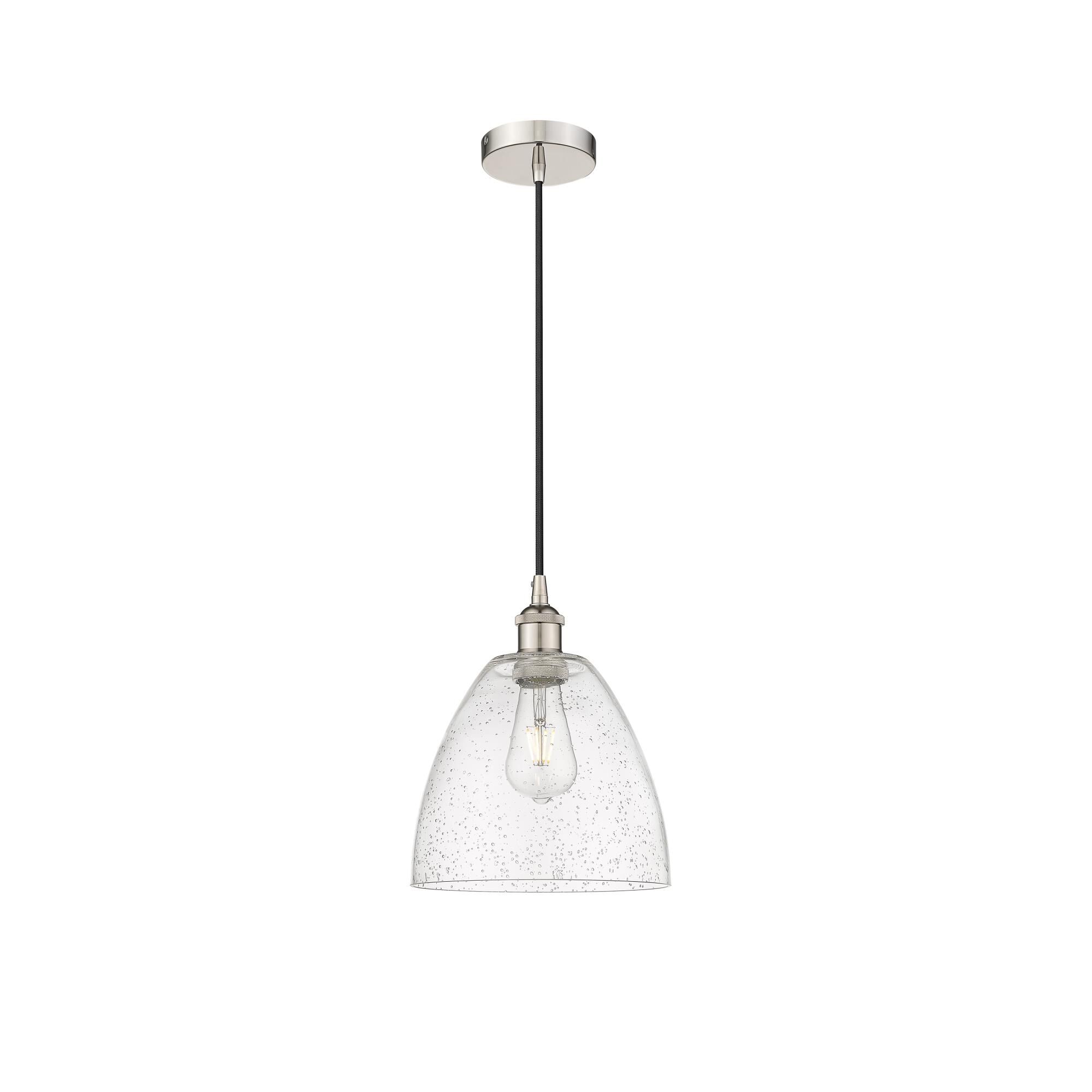 Shown in Polished Nickel finish and Seedy Edison Dome glass