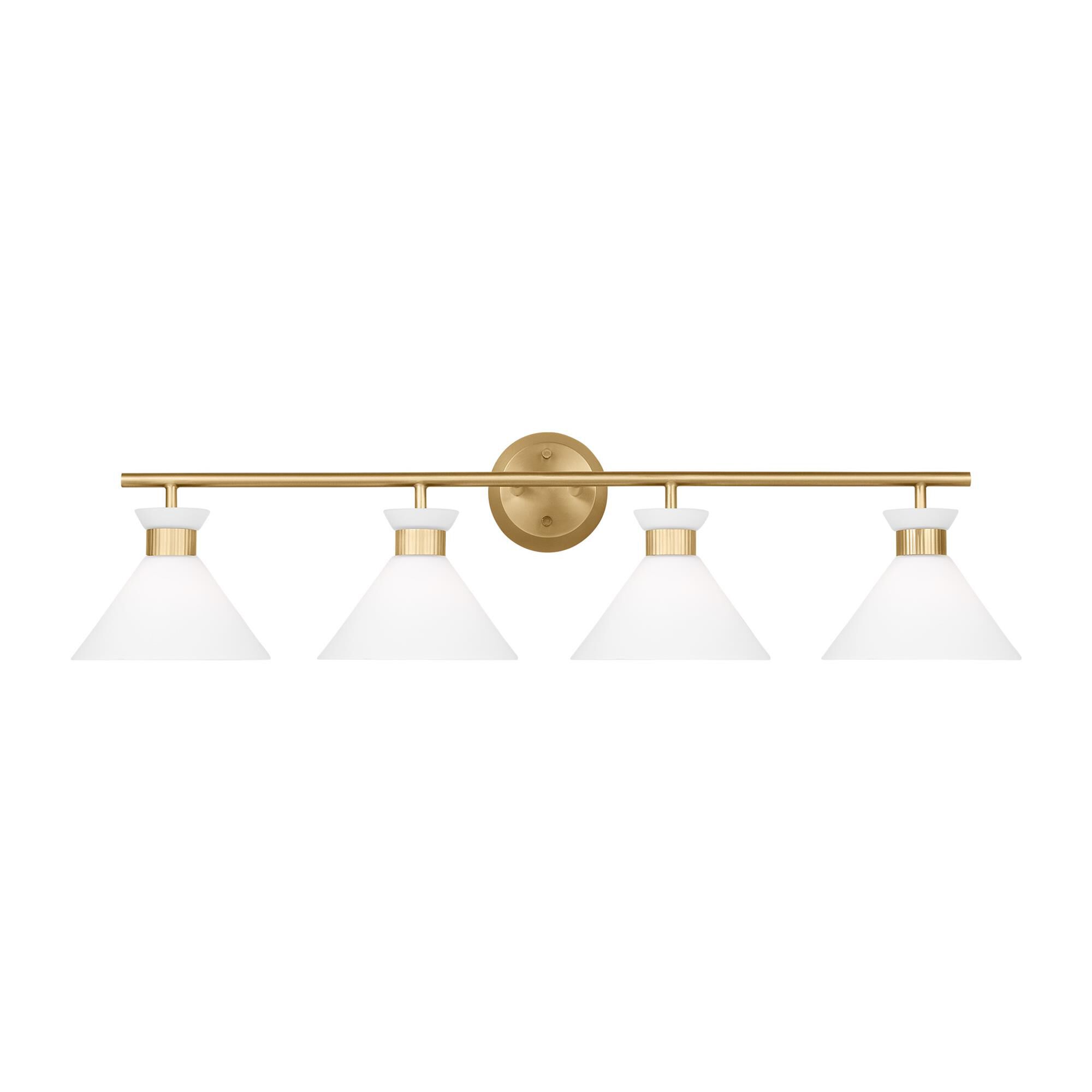 Shown in Satin Brass finish and Etched White Glass s shade