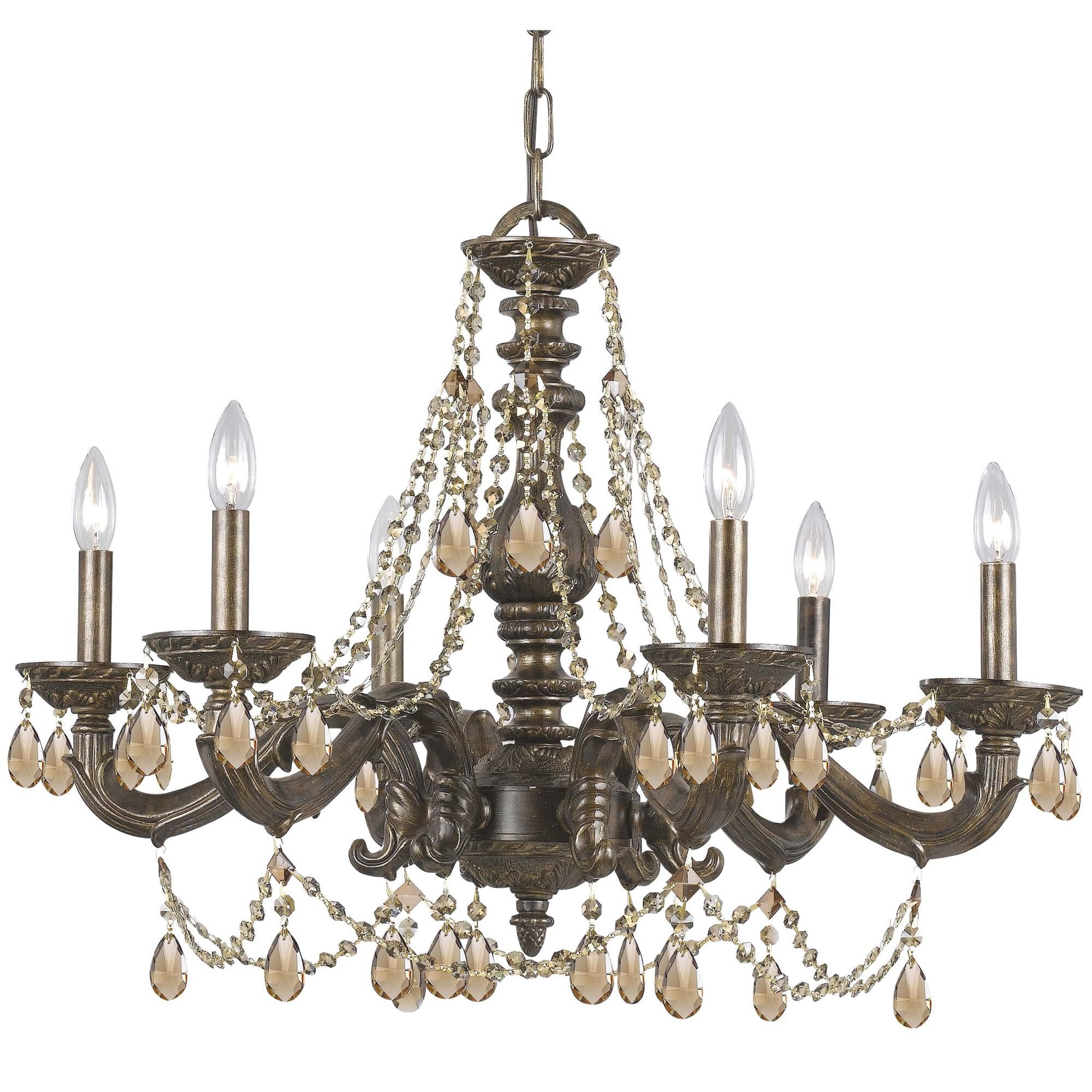 Shown in Venetian Bronze finish and Golden Teak Hand Cut crystal