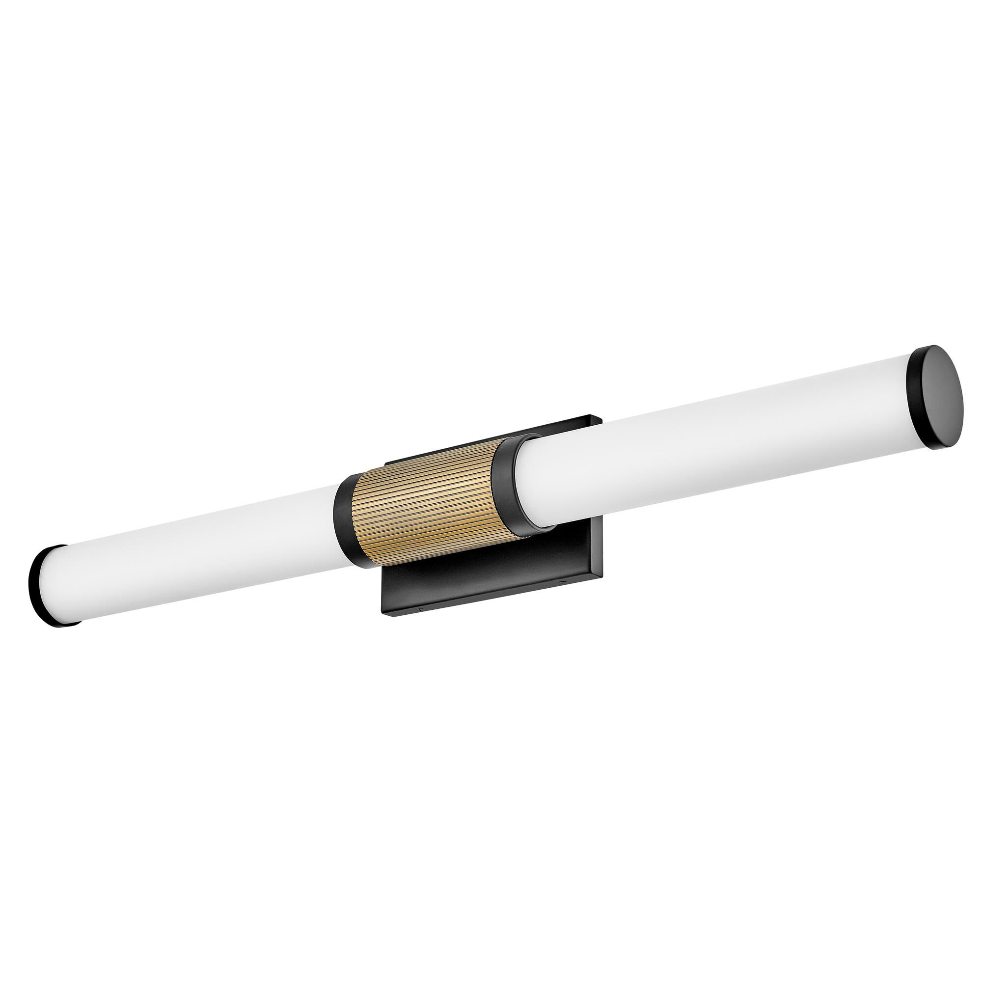 Shown in Black With Lacquered Brass Accents finish and Etched Opal glass