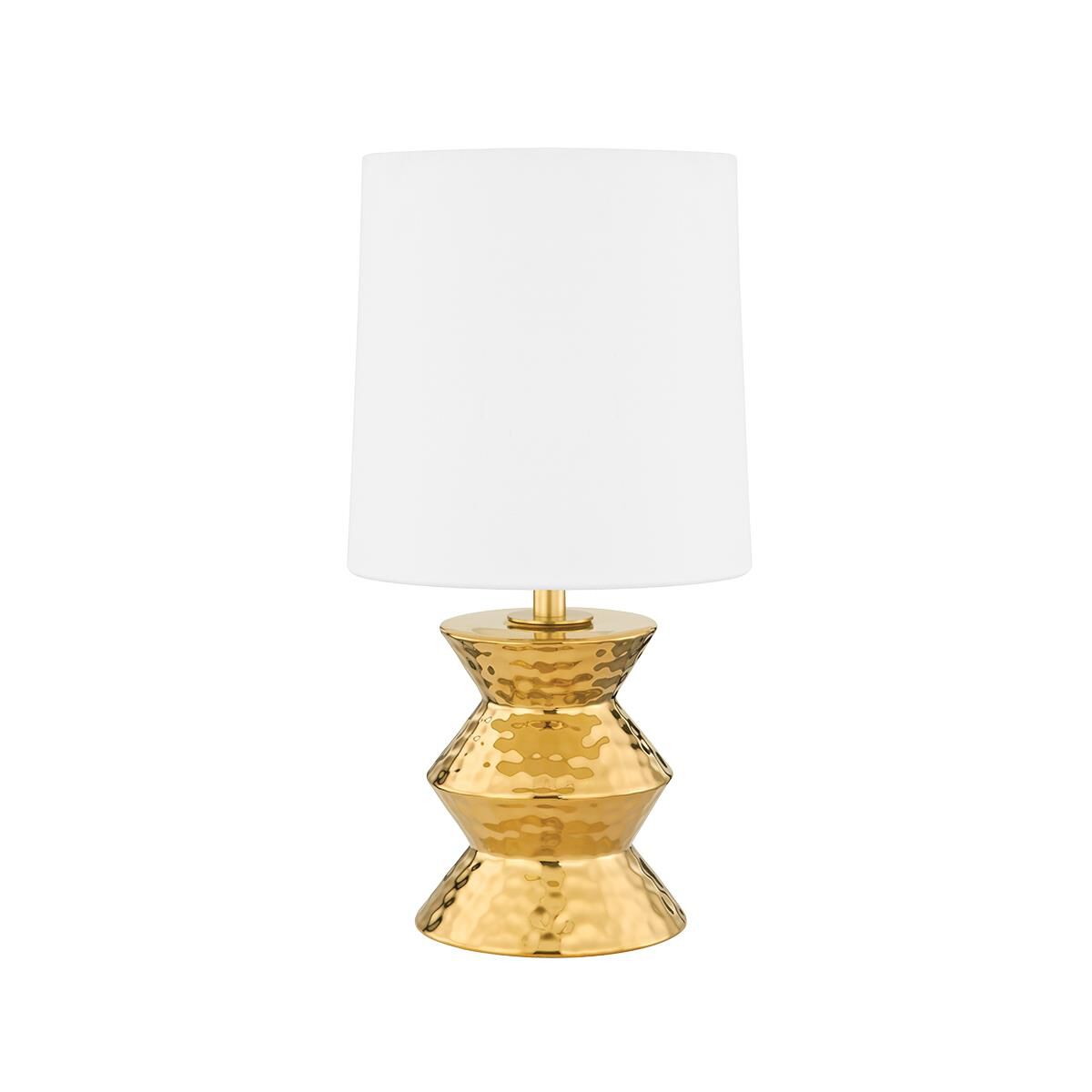 Shown in Aged Brass finish and White Belgian Linen shade