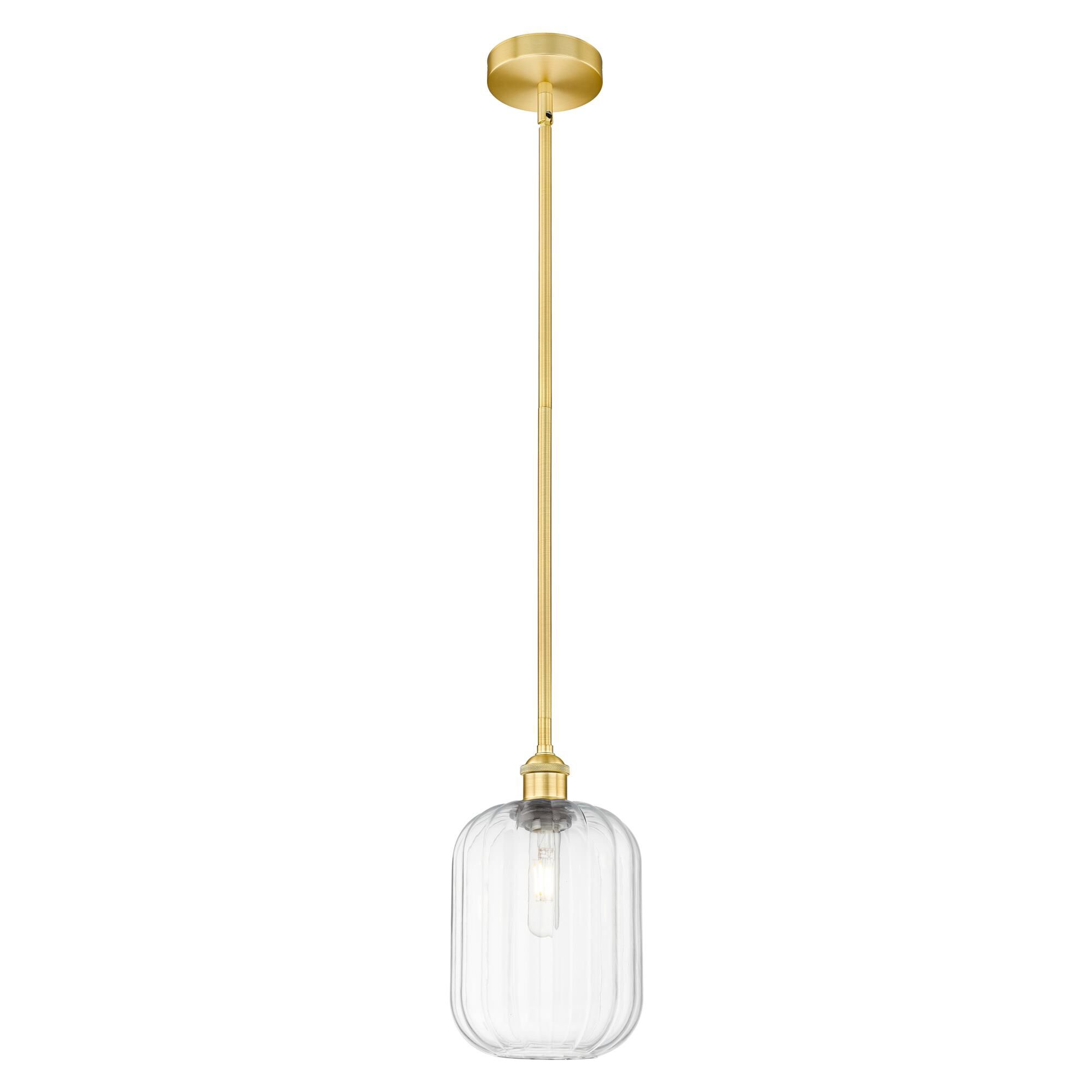 Shown in Satin Gold finish and Clear glass