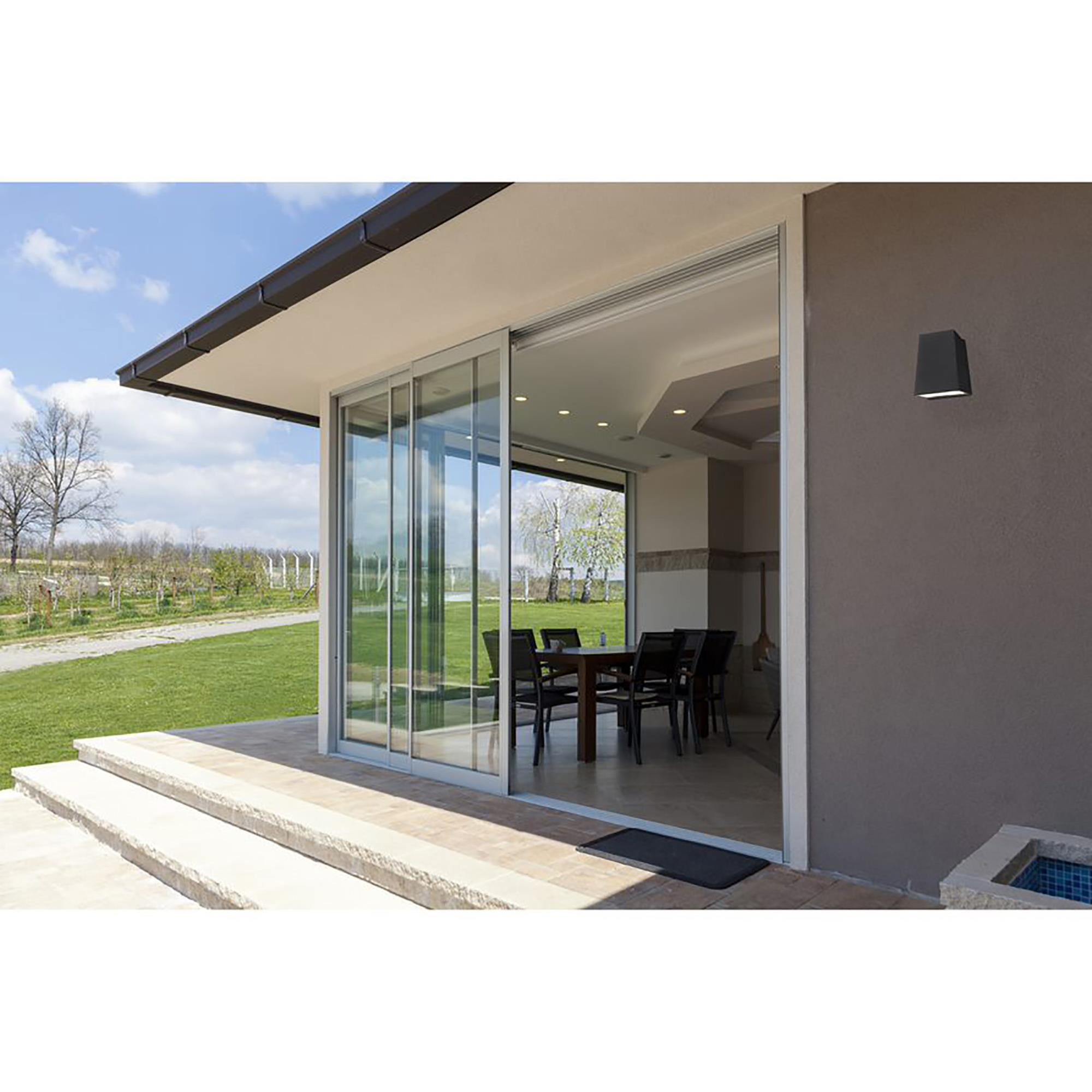 Shown in Black finish and Seeded  glass