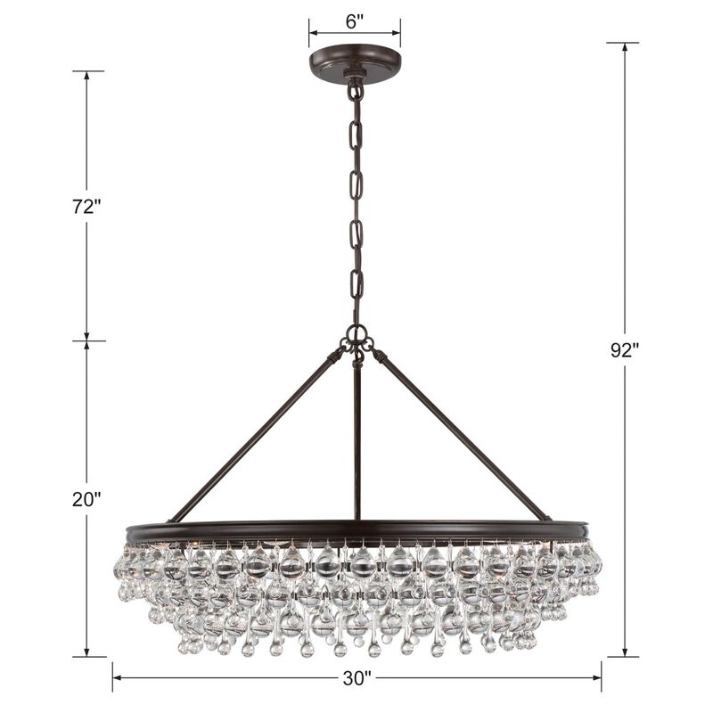 Calypso 30 Inch 6 Light Chandelier by Crystorama