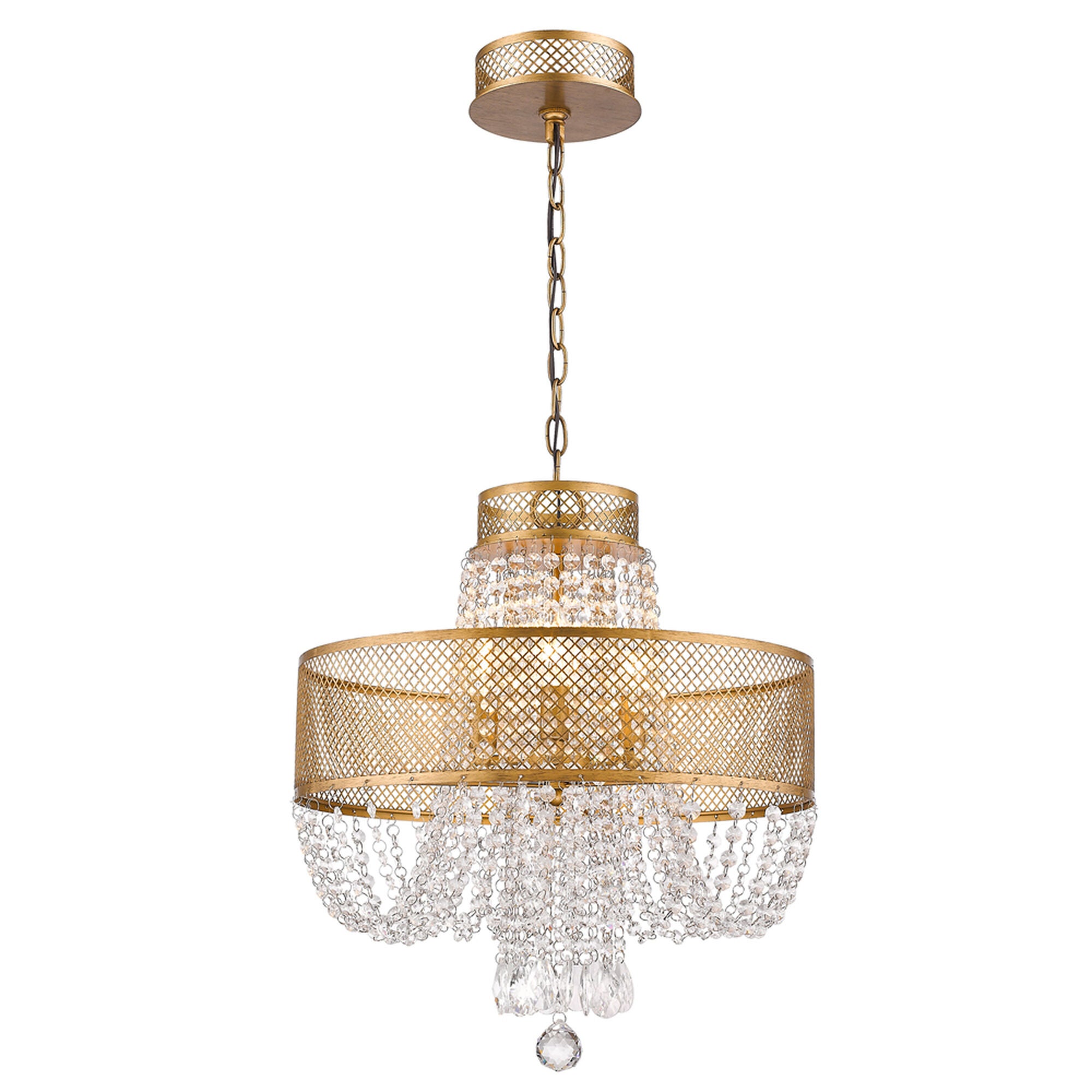 Shown in Antique Gold finish and -- glass and -- shade
