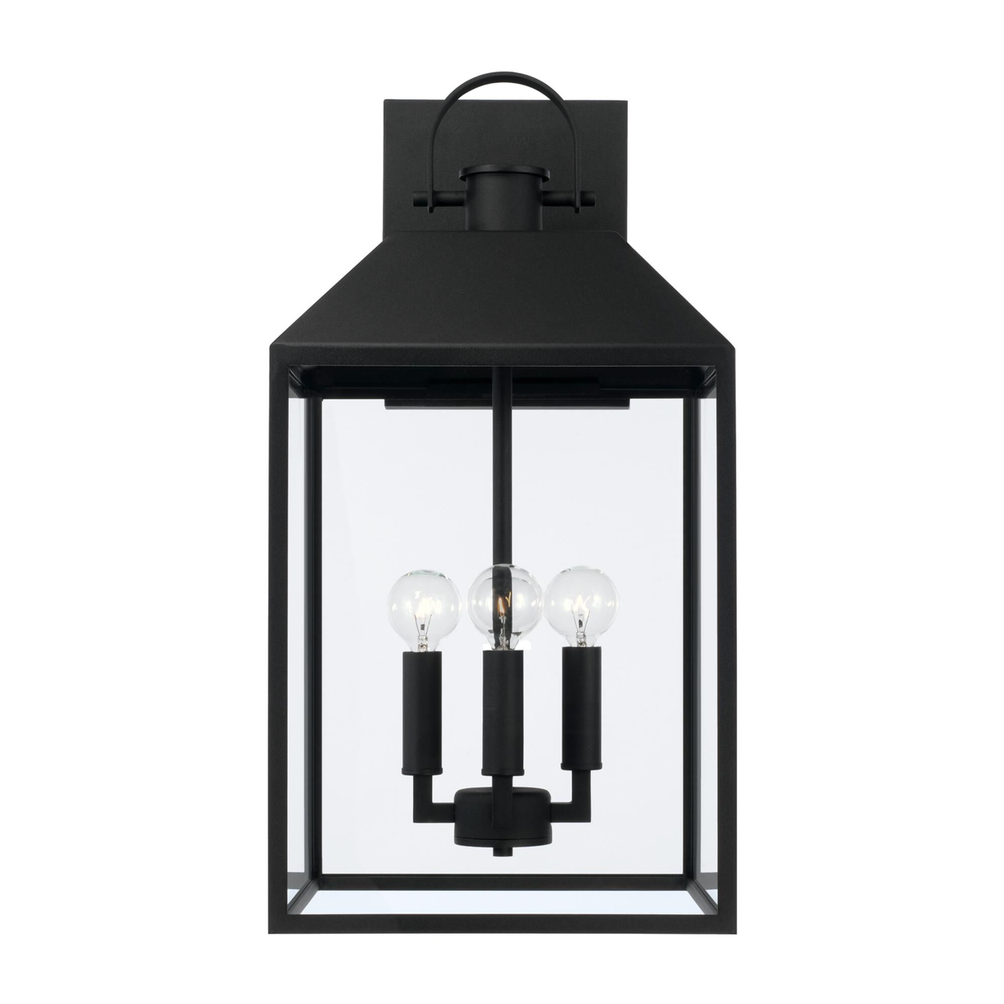 Shown in Black finish and Clear glass