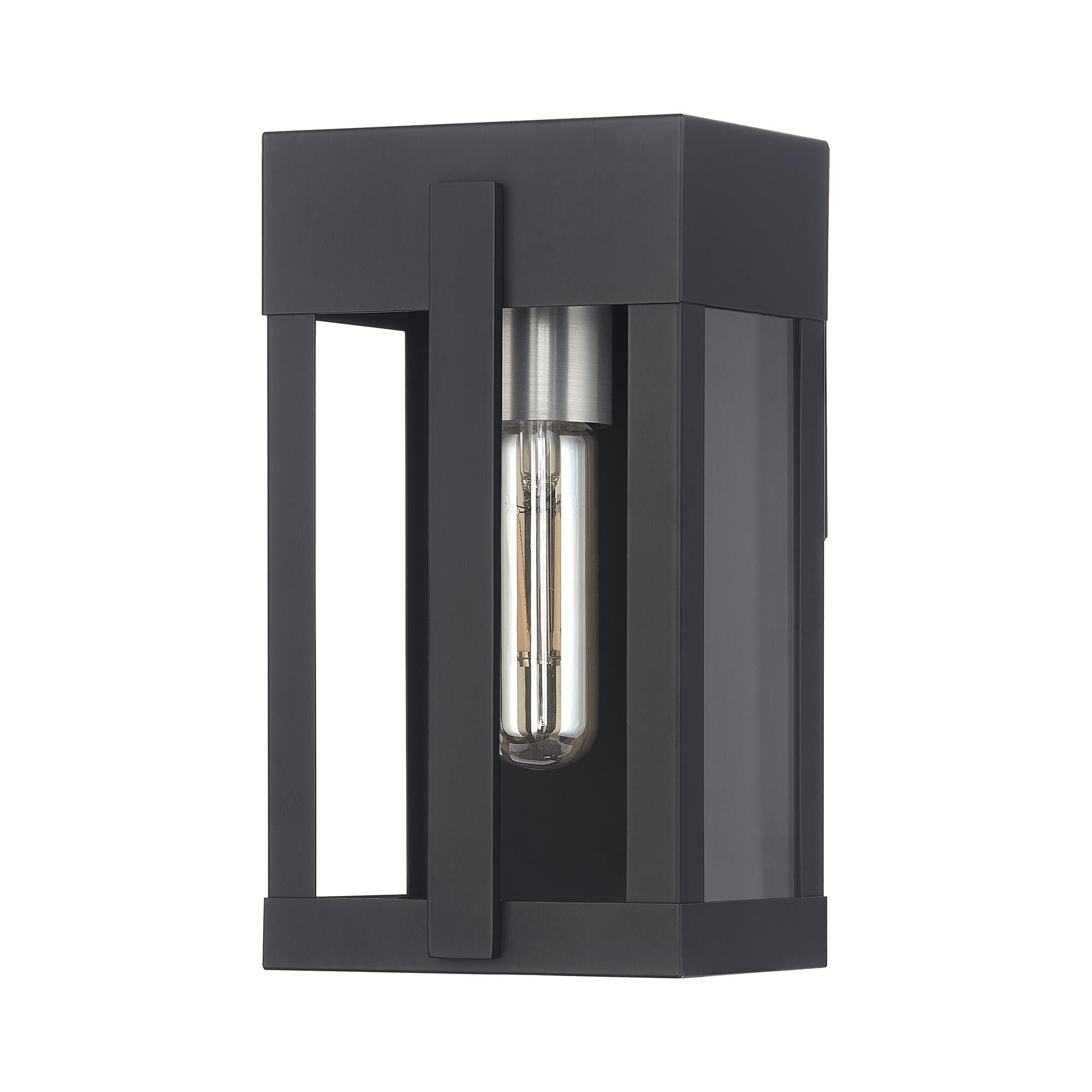 Shown in Black with Brushed Nickel Candles finish and Clear glass