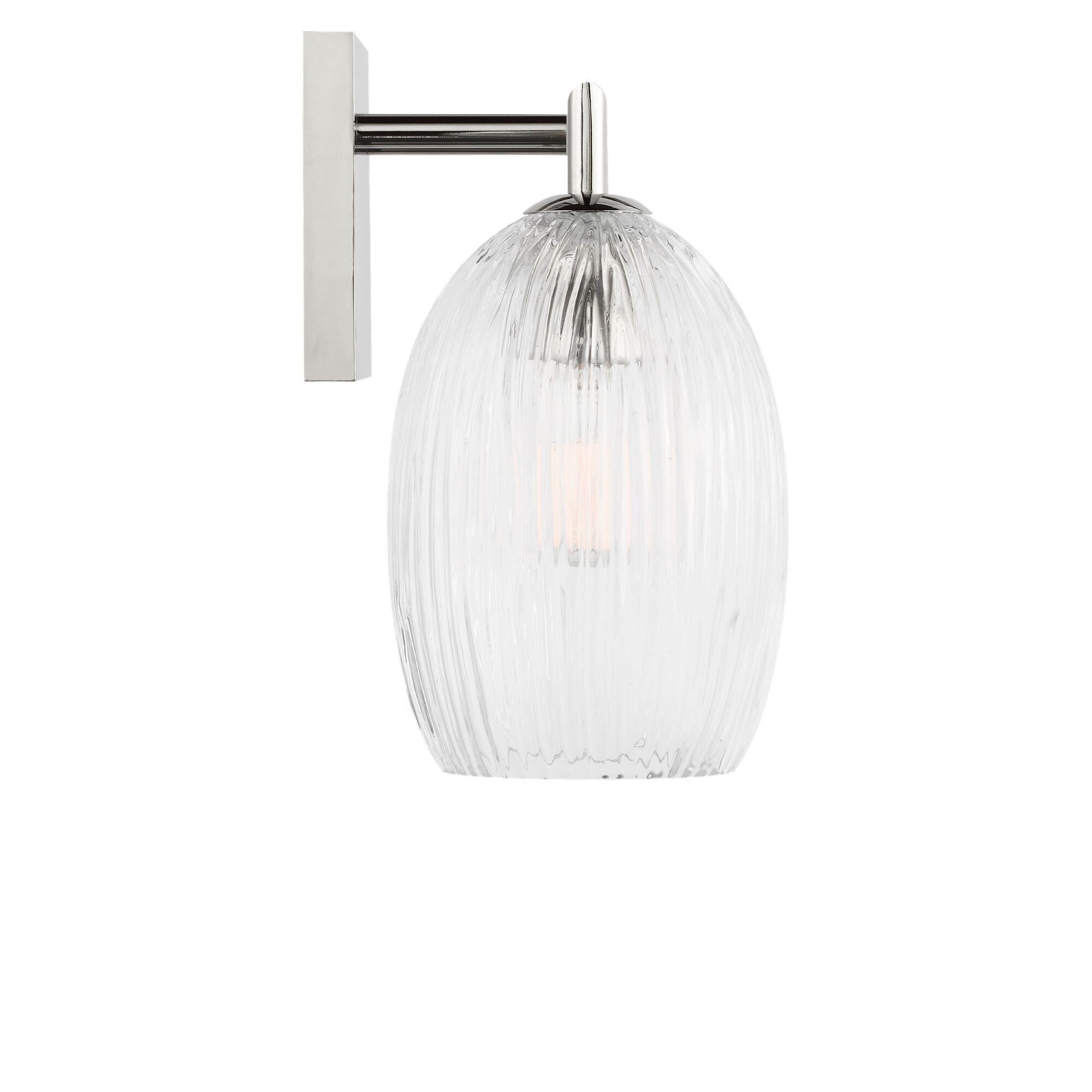 Shown in Polished Nickel finish and Striped Clear glass