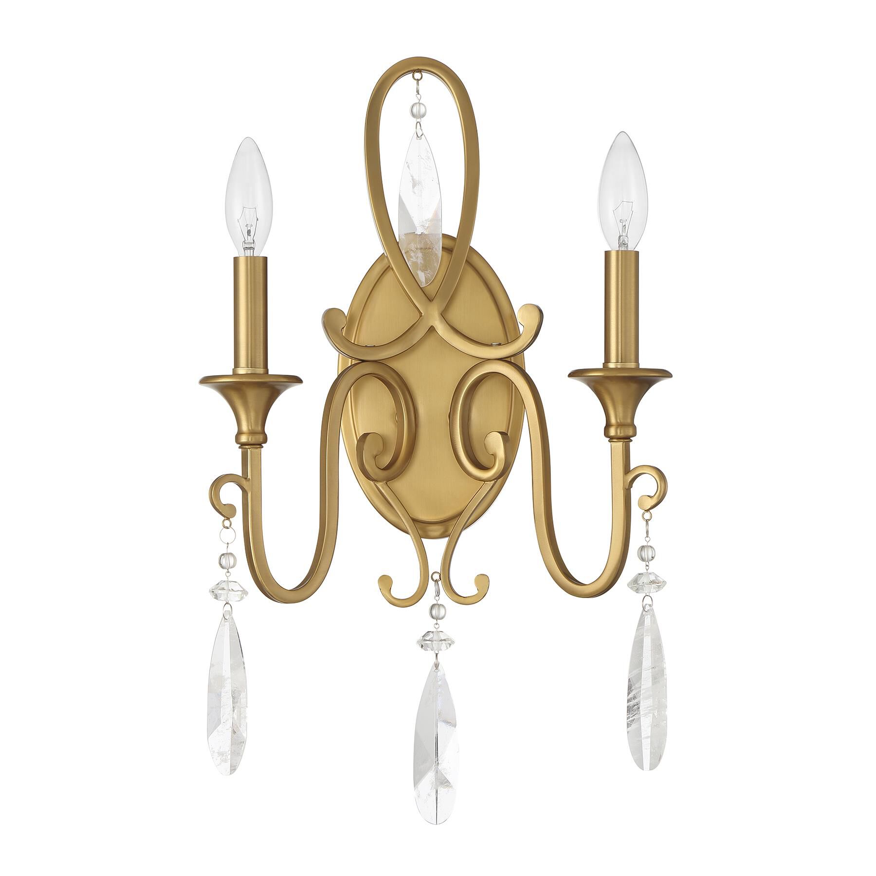 Shown in Warm Brass finish and Faux Rock Drop crystal