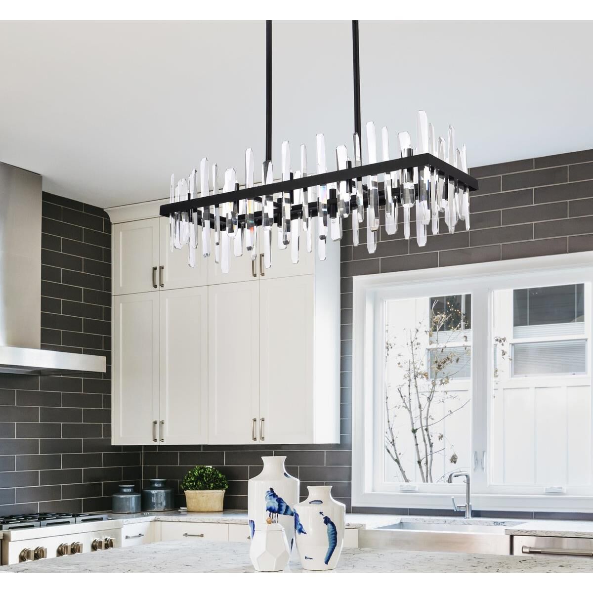 Serena 36 Inch 20 Light Linear Suspension Light by Elegant Lighting