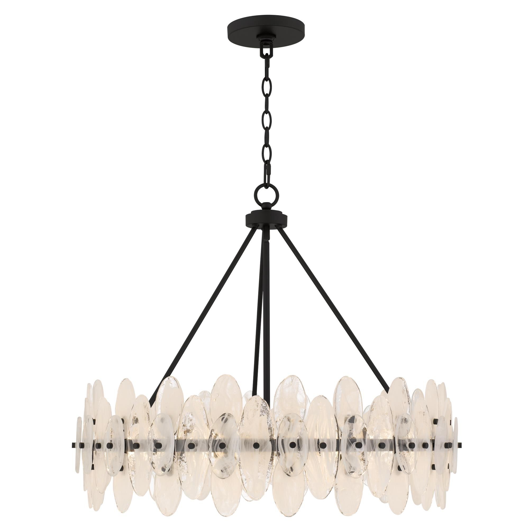 Shown in Matte Black finish and Glass shade