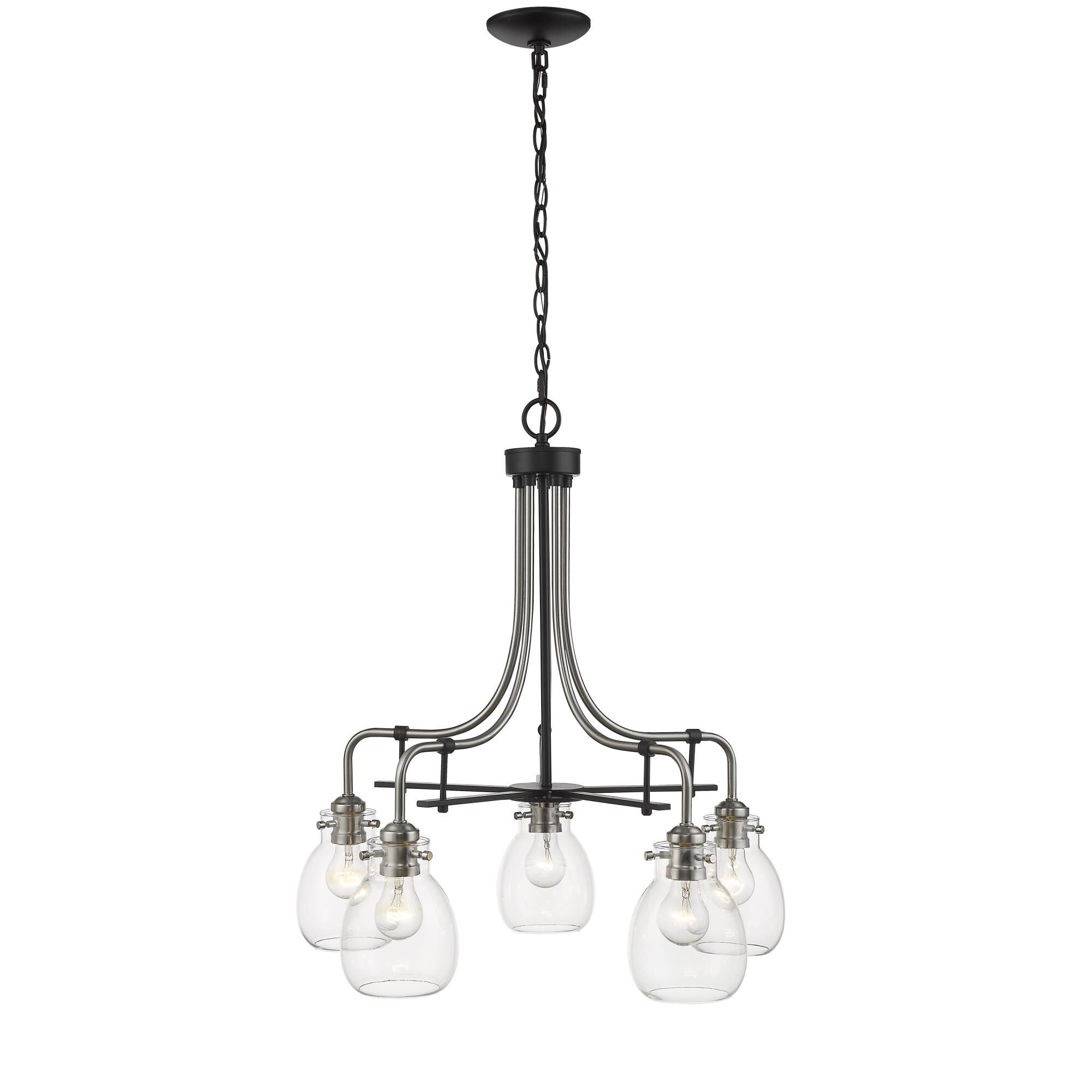 Shown in Matte Black + Brushed Nickel finish and Glass shade