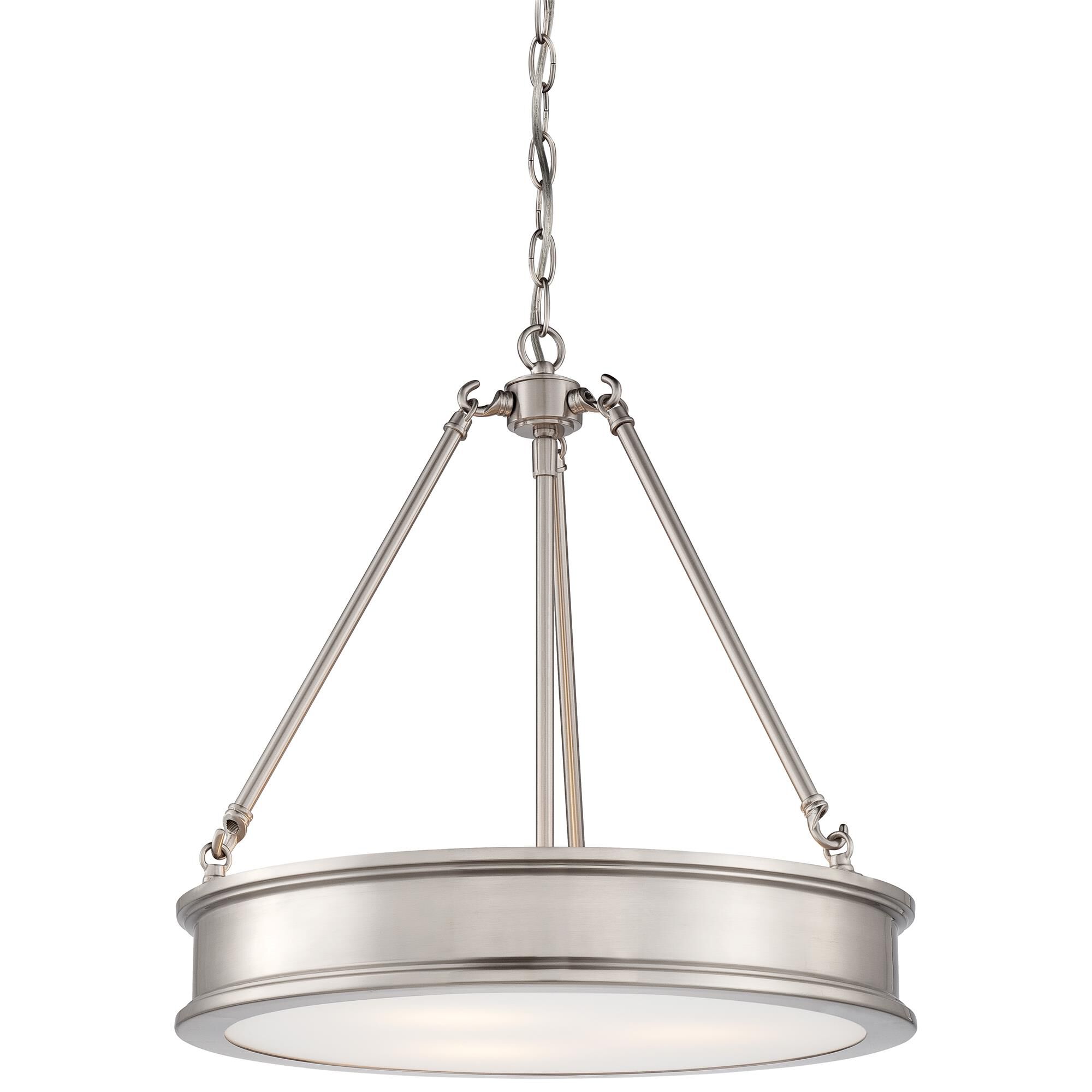 Shown in Brushed Nickel finish and Cleae+sandblast+white Paint glass